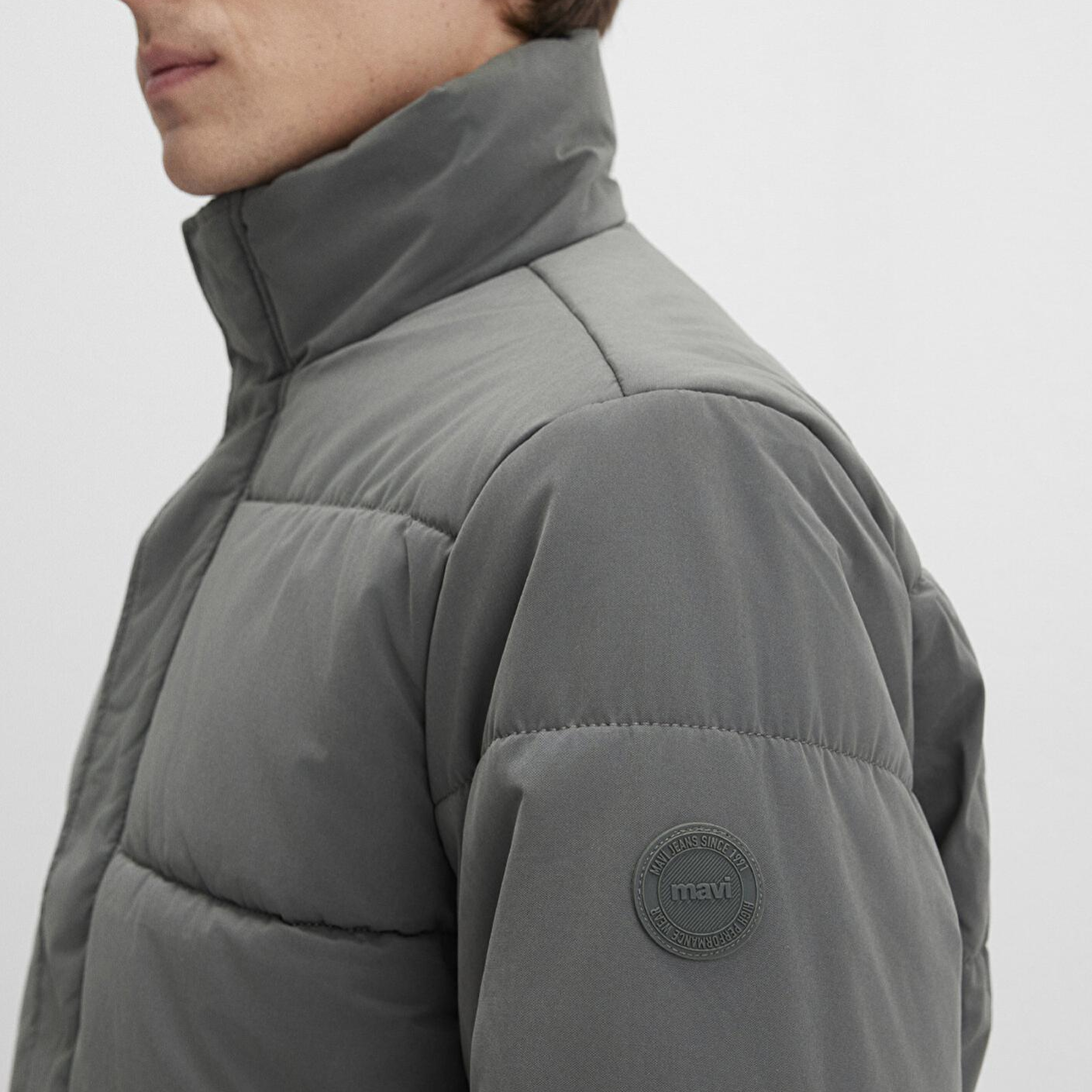 Mavi Dik Yaka Haki Şişme Mont 0110470-71598