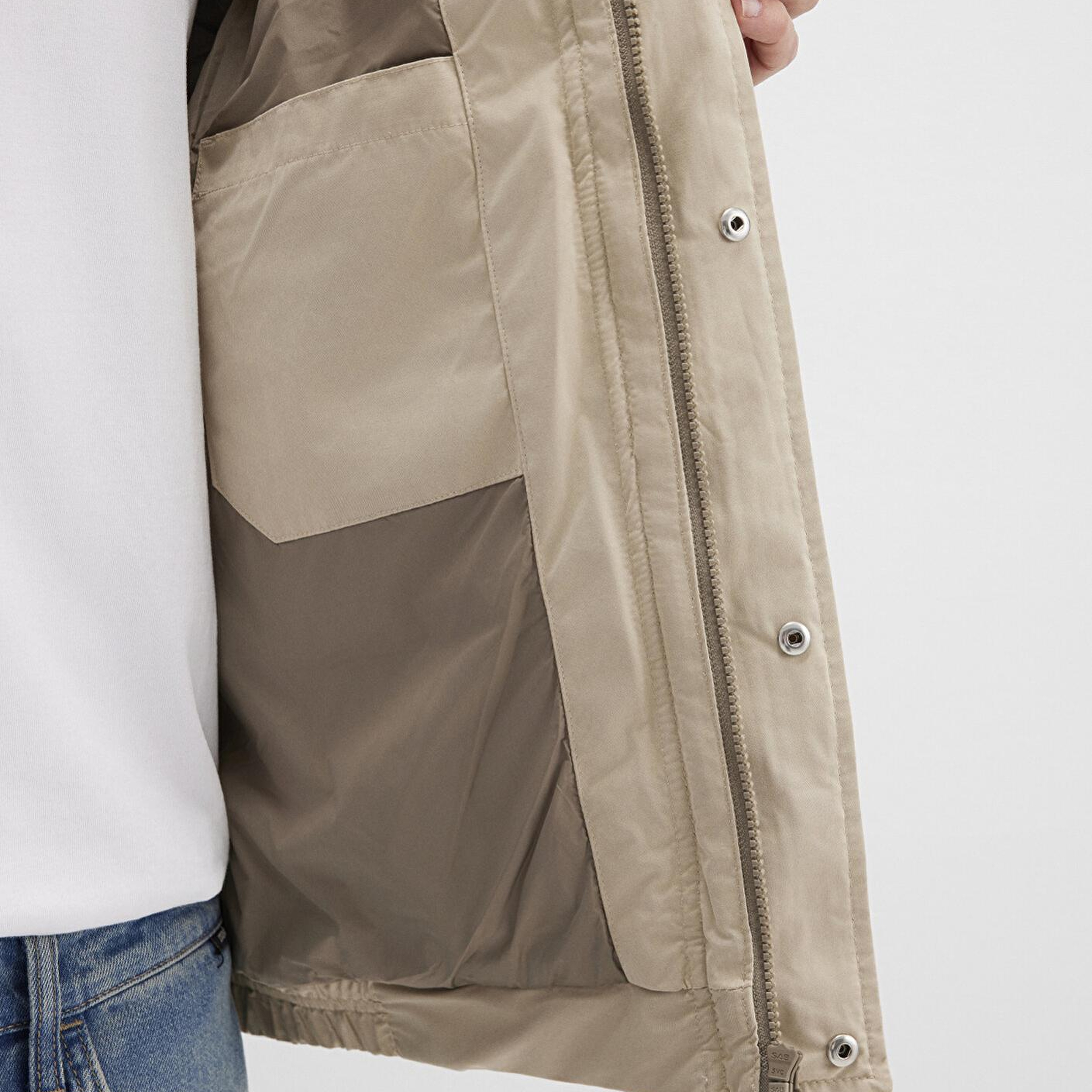 Mavi Dik Yaka Bej Şişme Mont 0110470-86559