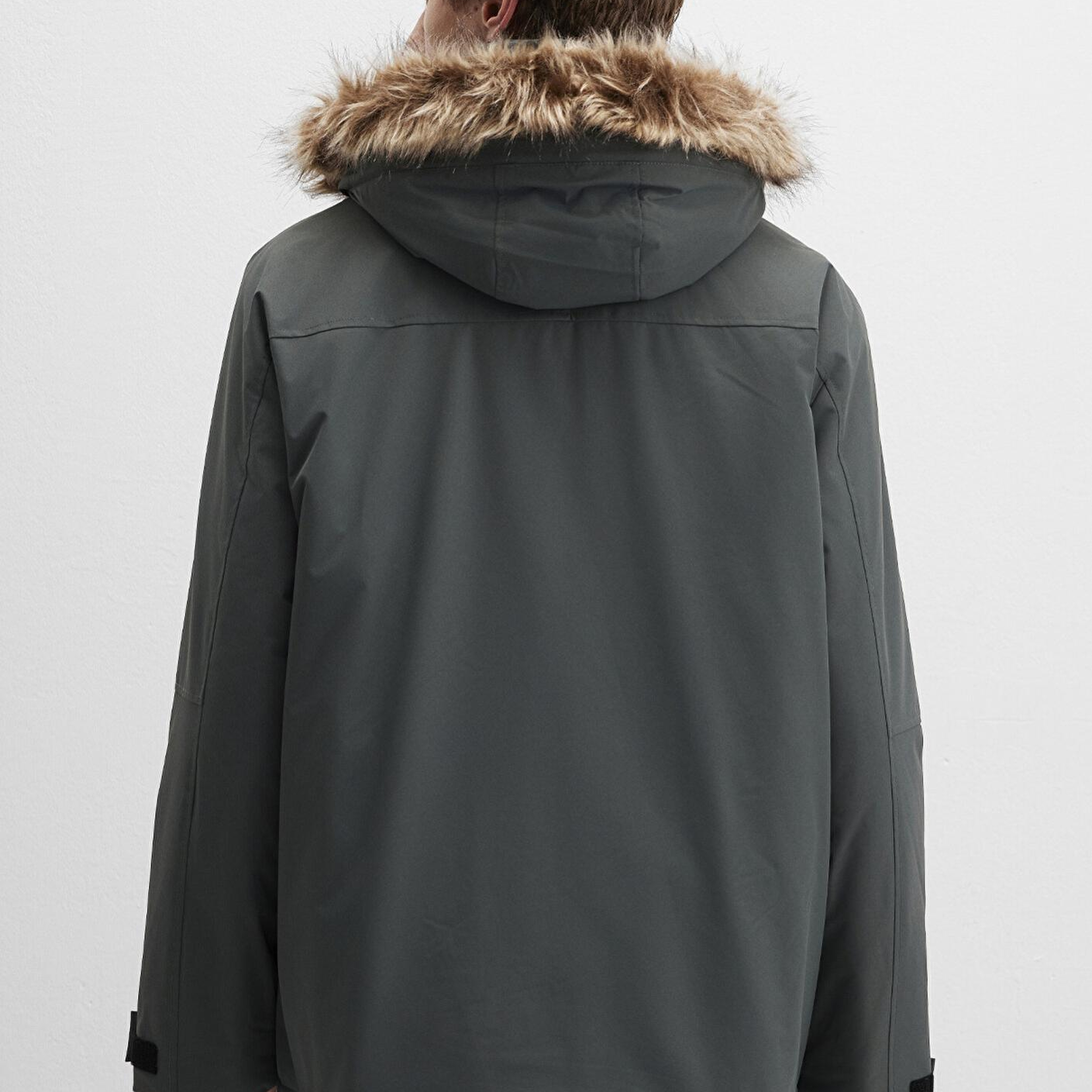 Mavi Kapüşonlu Yeşil Parka Loose Fit / Bol Rahat Kesim 0110472-71598