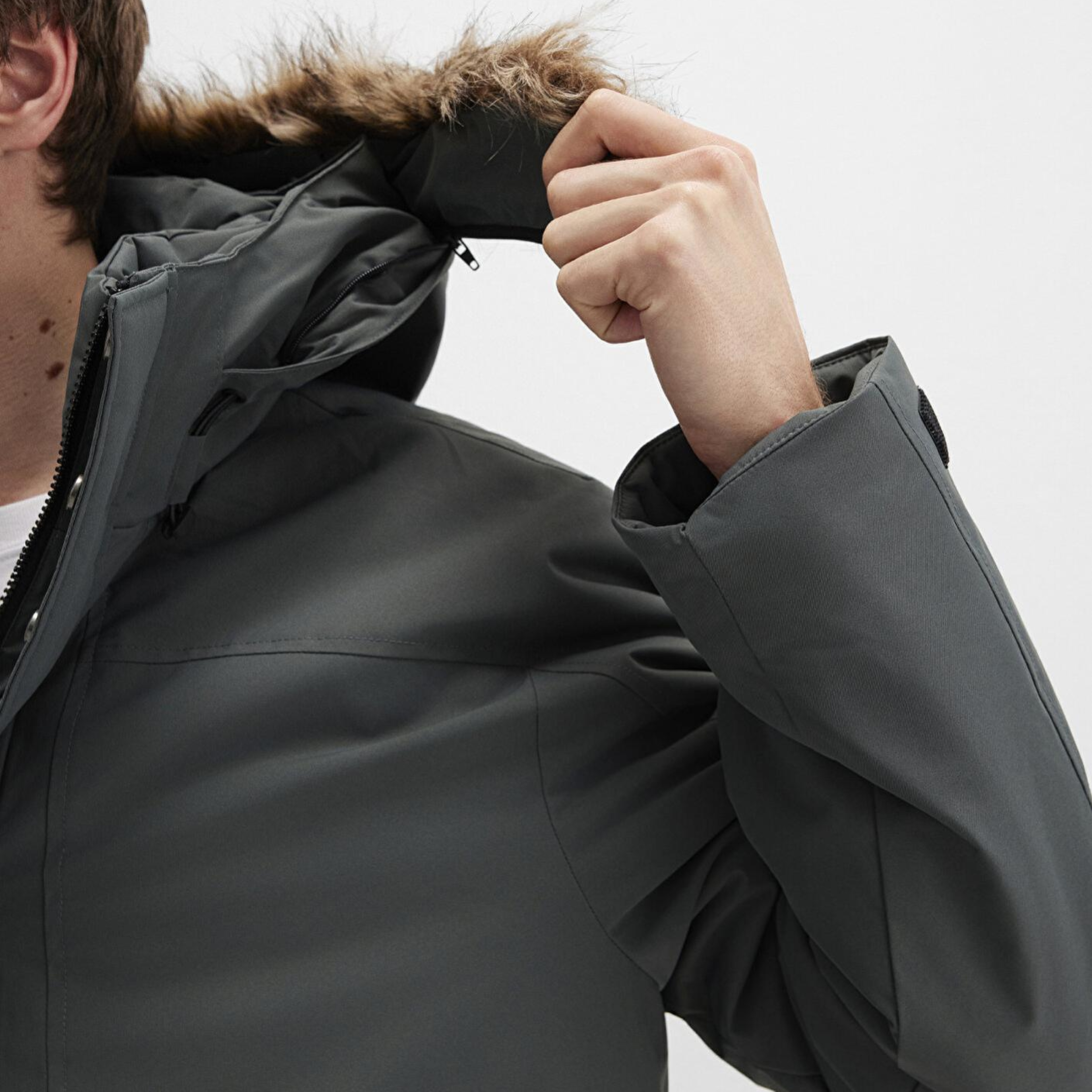 Mavi Kapüşonlu Yeşil Parka Loose Fit / Bol Rahat Kesim 0110472-71598