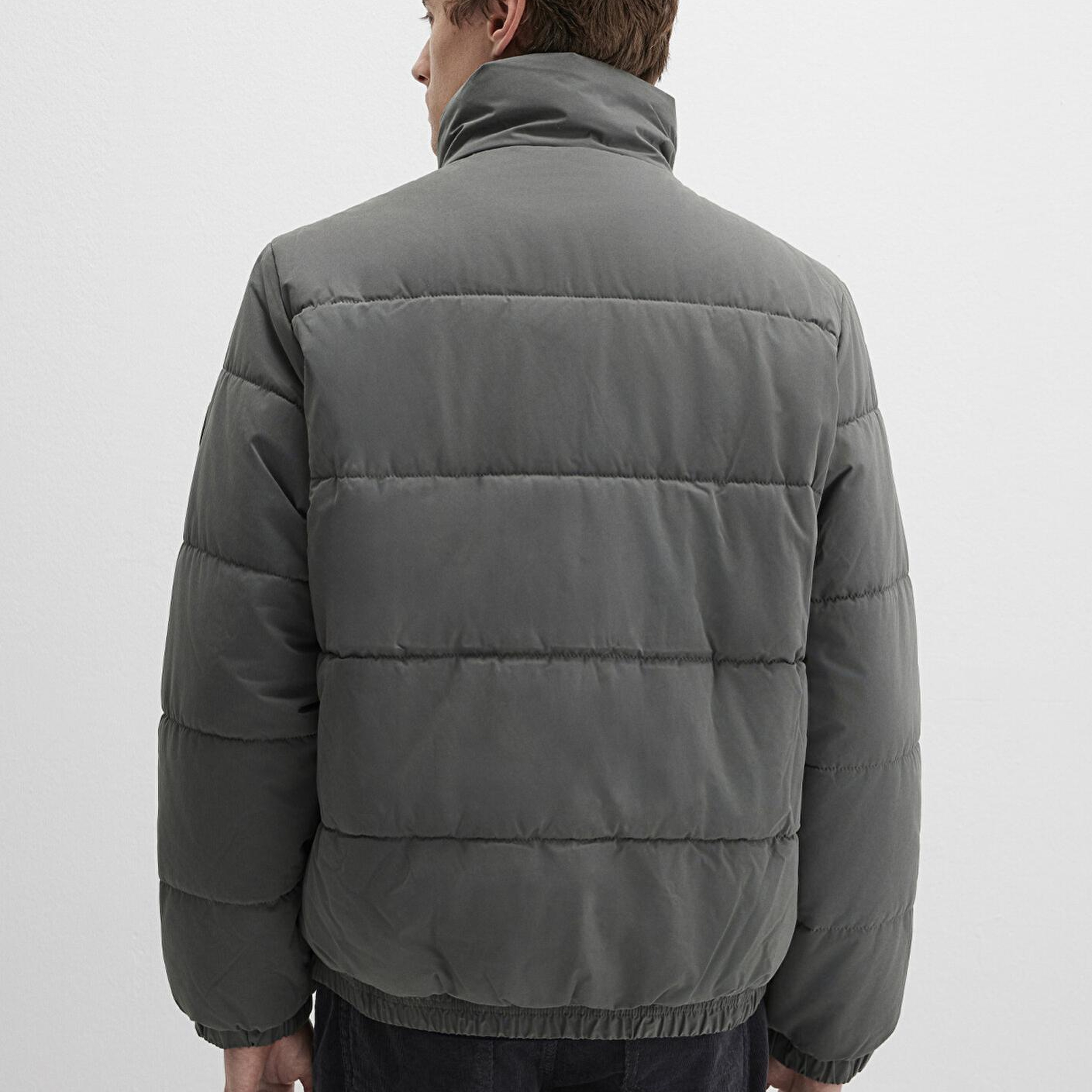 Mavi Dik Yaka Haki Şişme Mont 0110470-71598