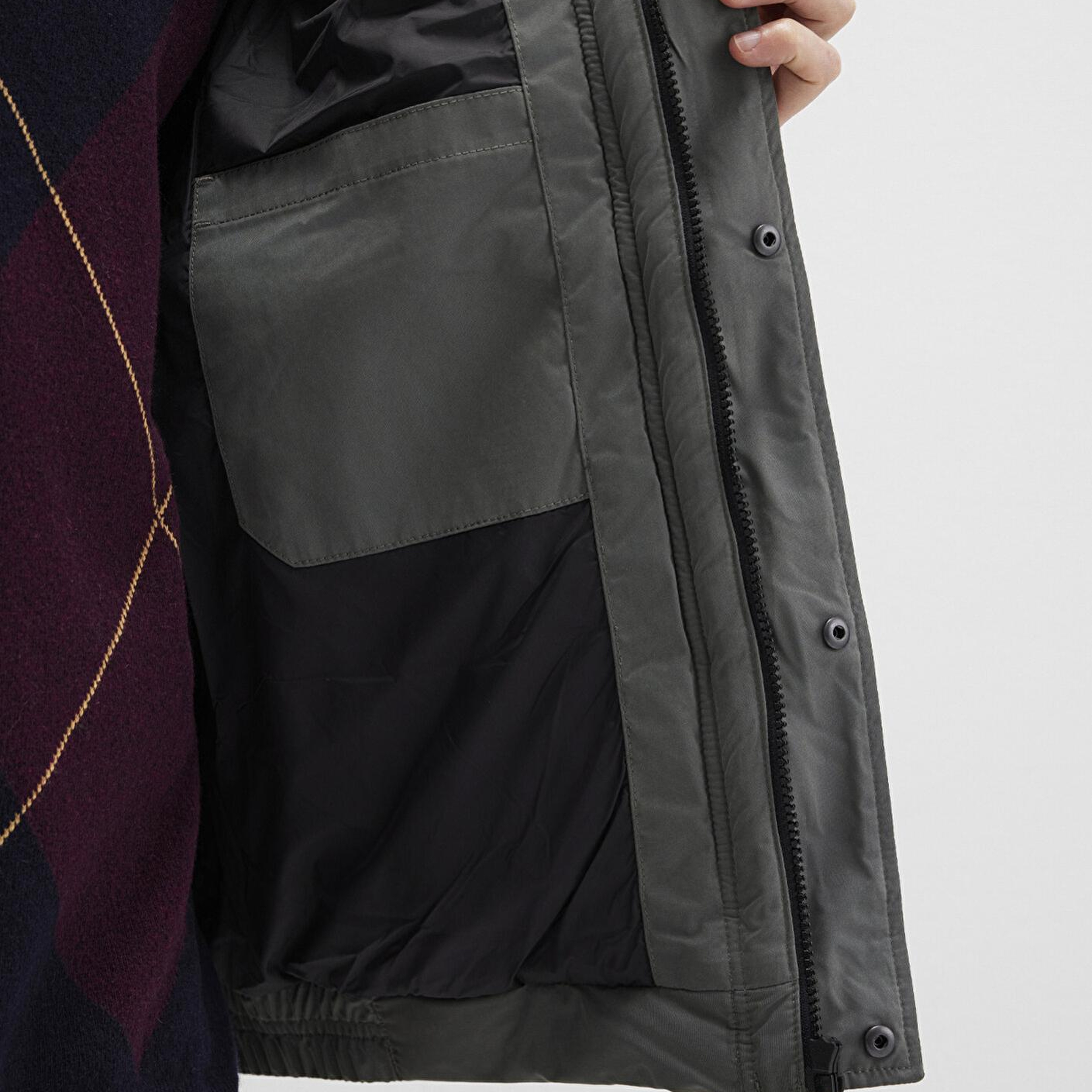 Mavi Dik Yaka Haki Şişme Mont 0110470-71598