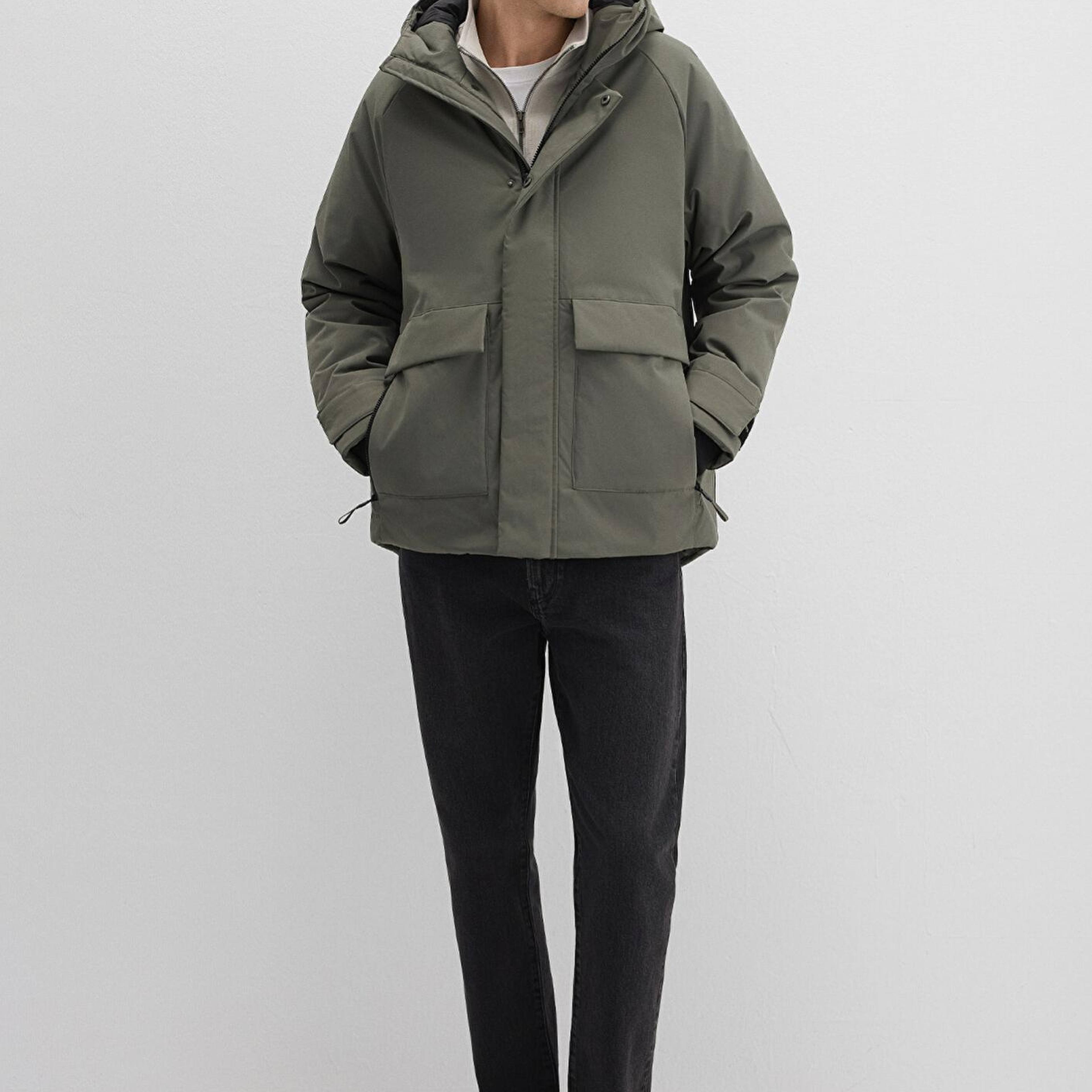 Mavi Cep Detaylı Haki Mont 0110467-85485