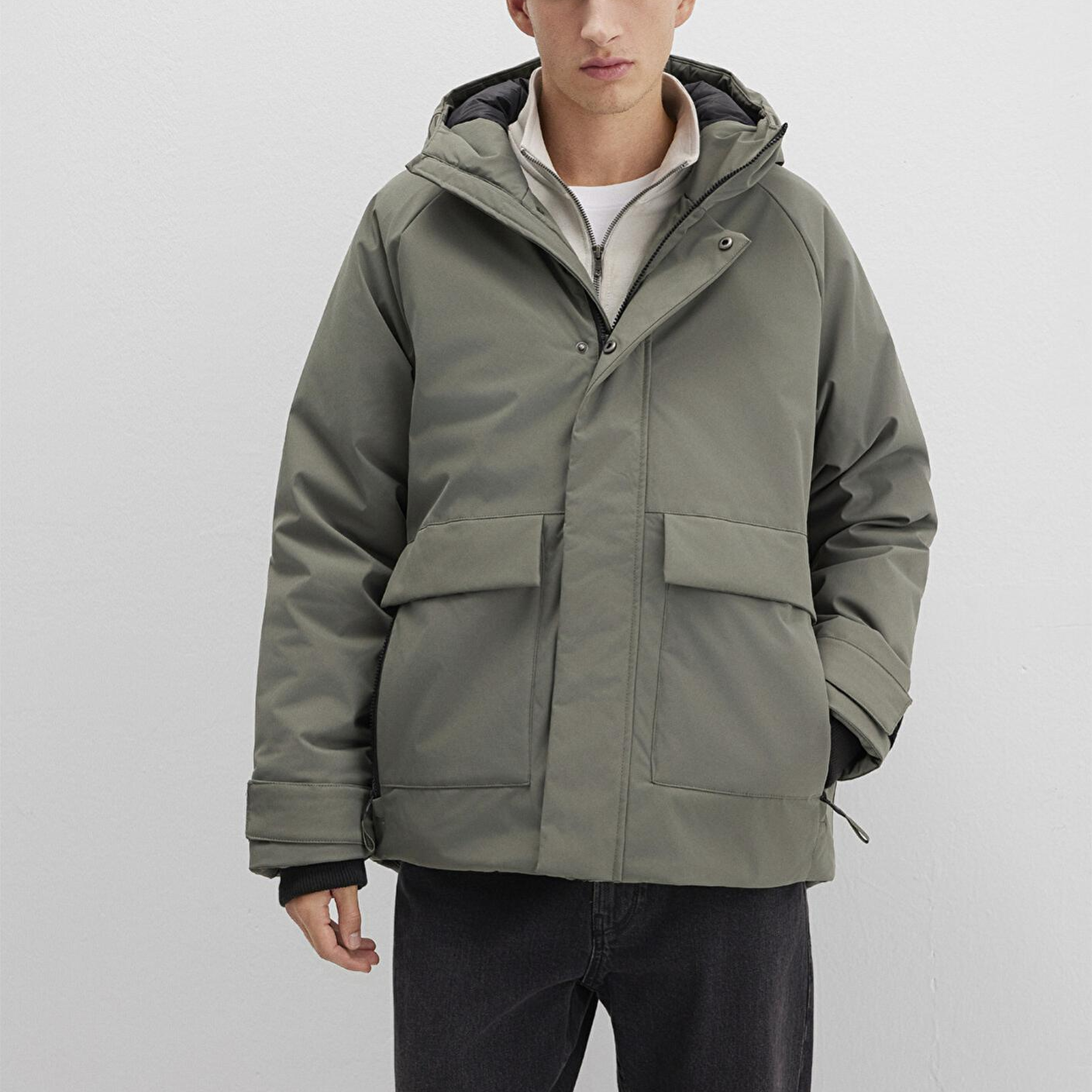 Mavi Cep Detaylı Haki Mont 0110467-85485