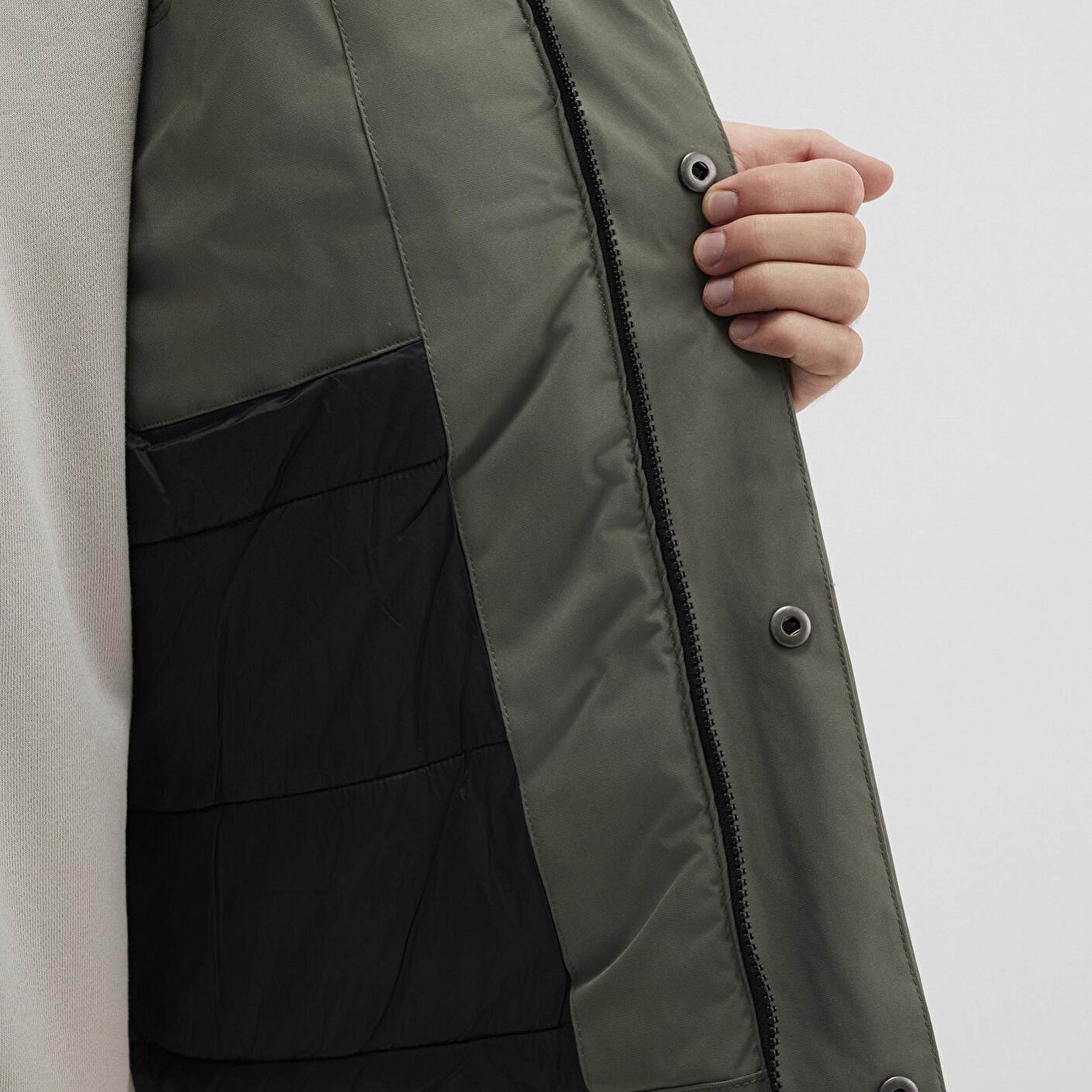 Mavi Cep Detaylı Haki Mont 0110467-85485