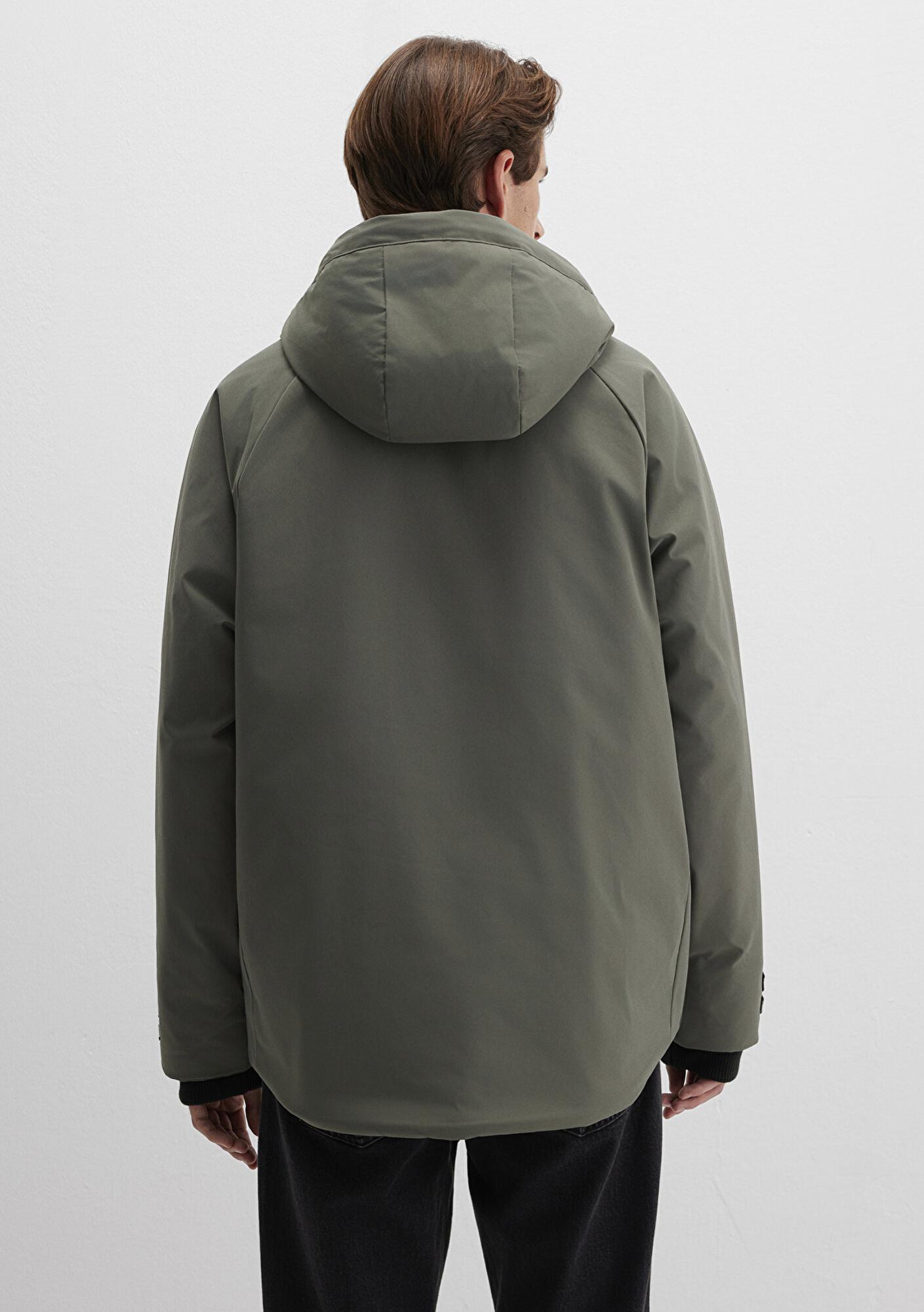 Mavi Cep Detaylı Haki Mont 0110467-85485