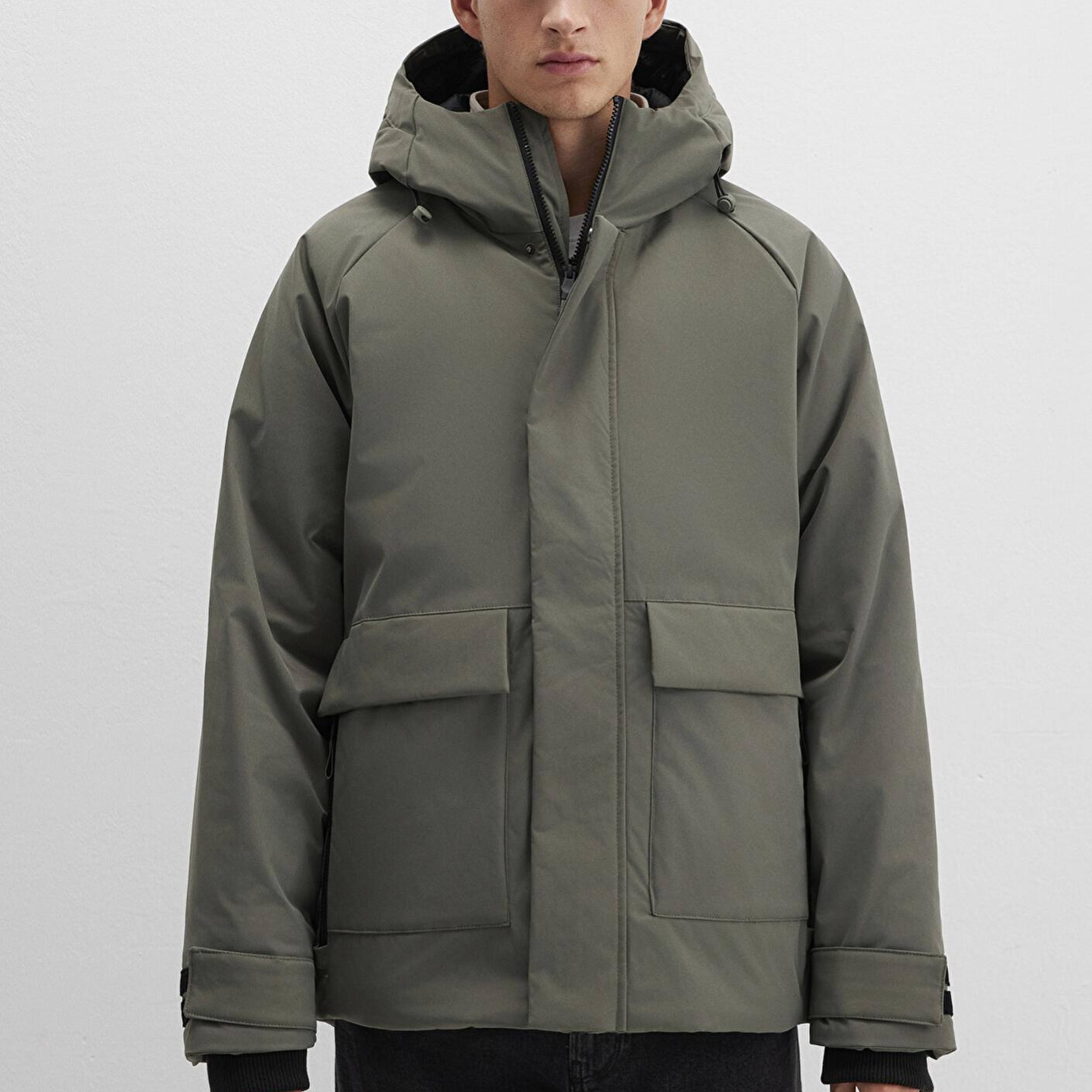 Mavi Cep Detaylı Haki Mont 0110467-85485