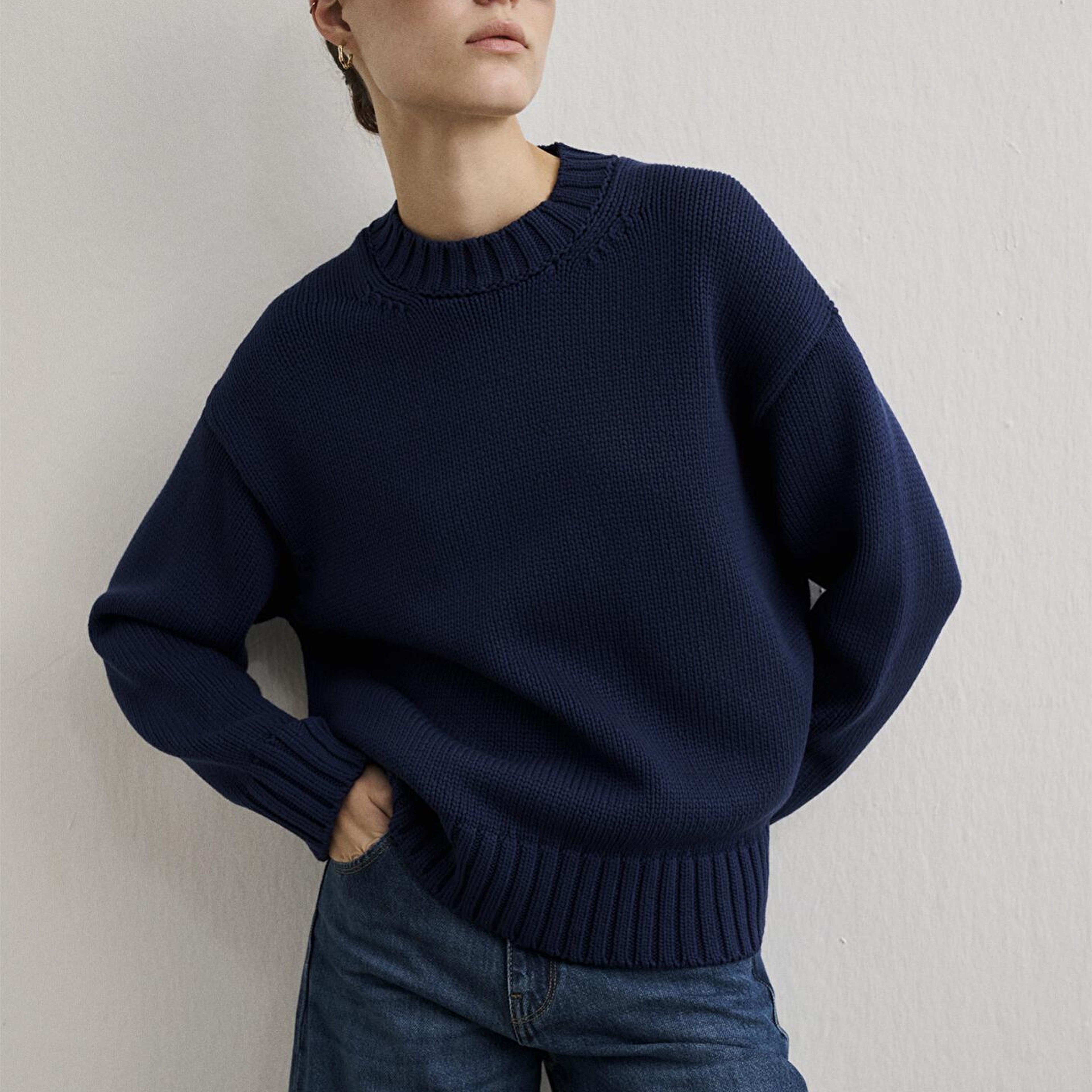 Mavi Bisiklet Yaka Lacivert Kazak Oversize / Geniş Kesim 1710516-84371