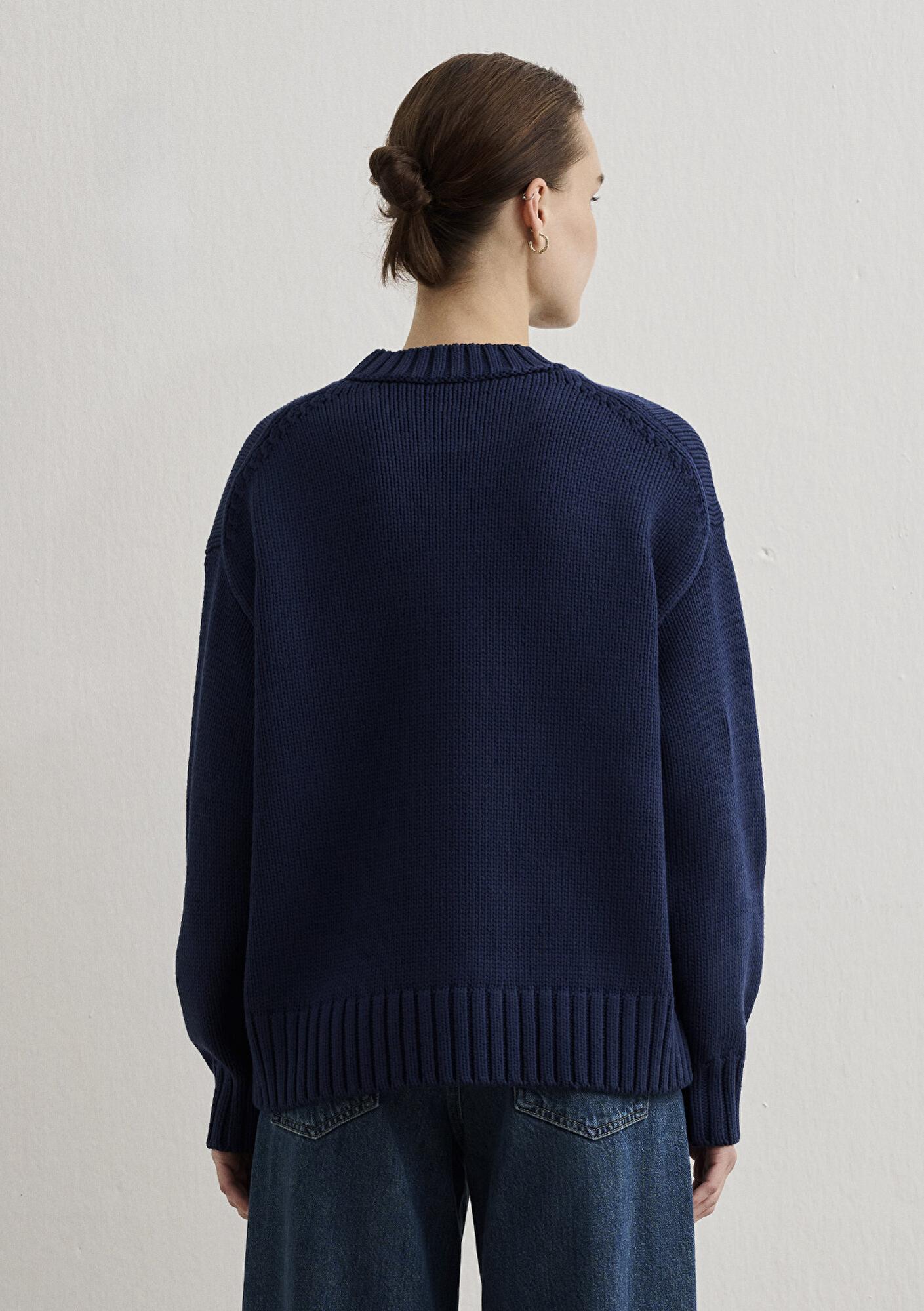 Mavi Bisiklet Yaka Lacivert Kazak Oversize / Geniş Kesim 1710516-84371