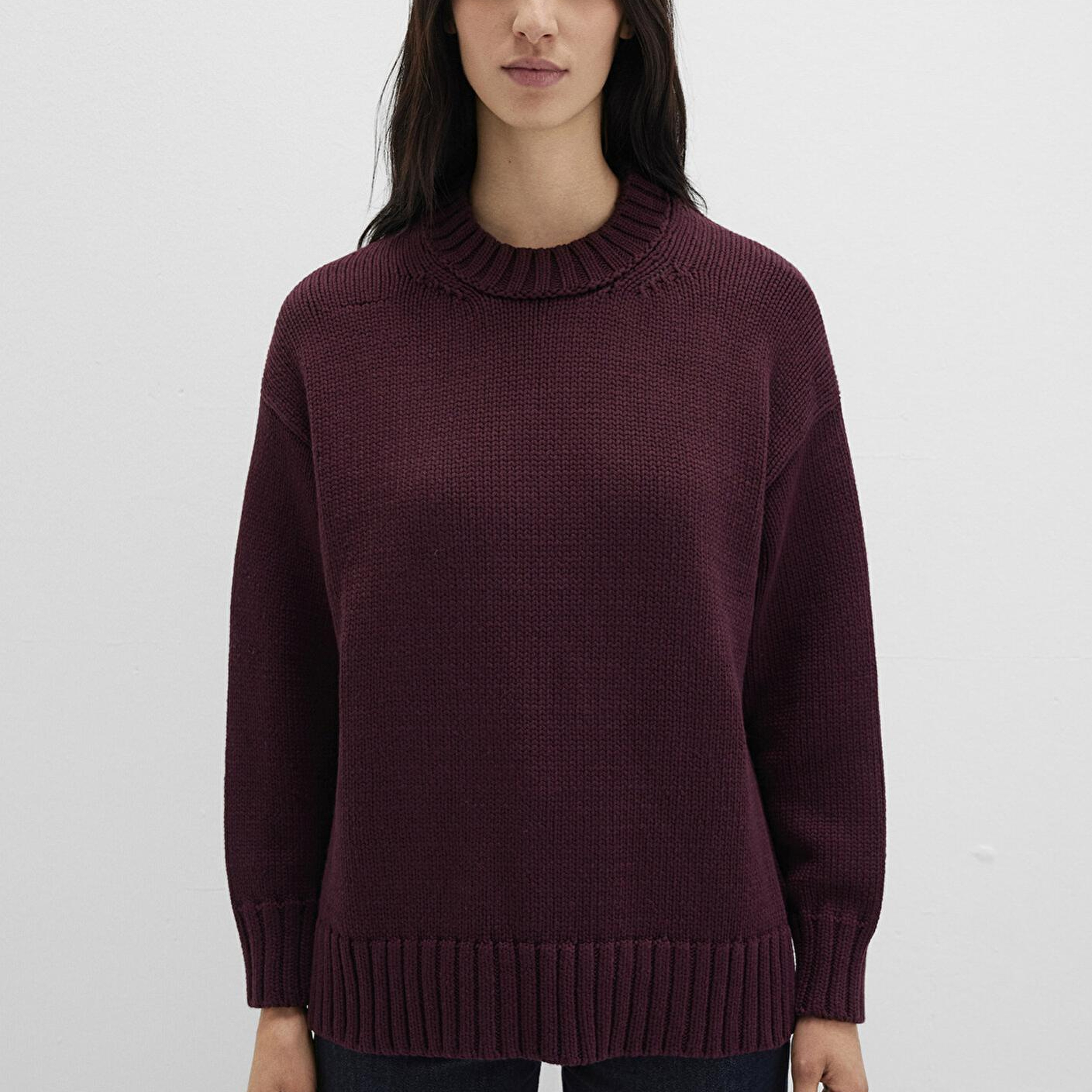 Mavi Bisiklet Yaka Bordo Kazak Oversize / Geniş Kesim 1710516-70434