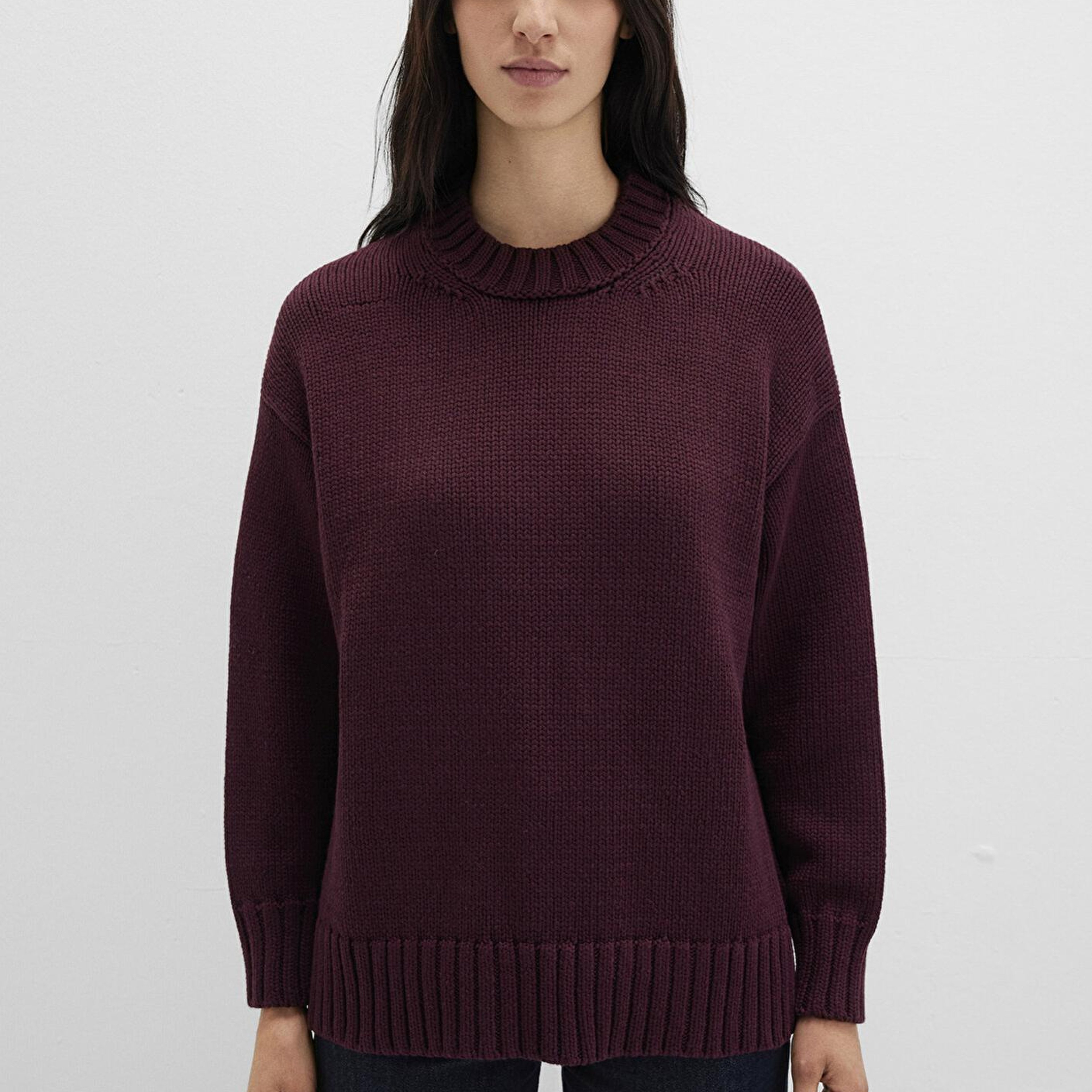 Mavi Bisiklet Yaka Bordo Kazak Oversize / Geniş Kesim 1710516-70434
