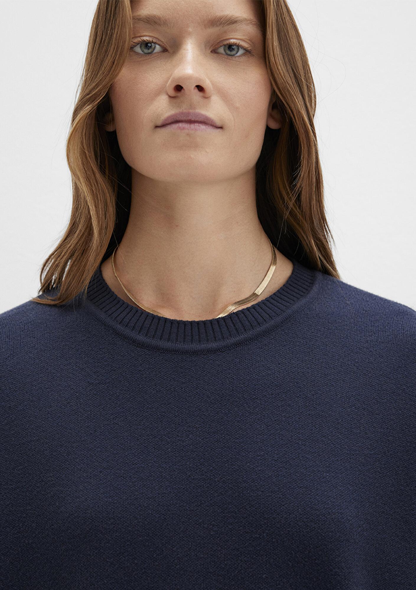 Mavi Bisiklet Yaka Lacivert Kazak Oversize / Geniş Kesim 1710499-83699