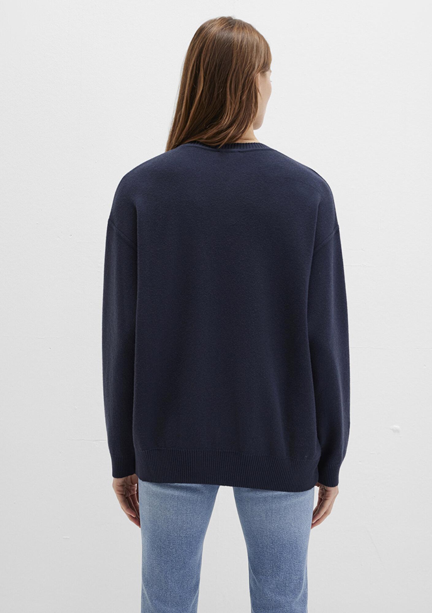 Mavi Bisiklet Yaka Lacivert Kazak Oversize / Geniş Kesim 1710499-83699