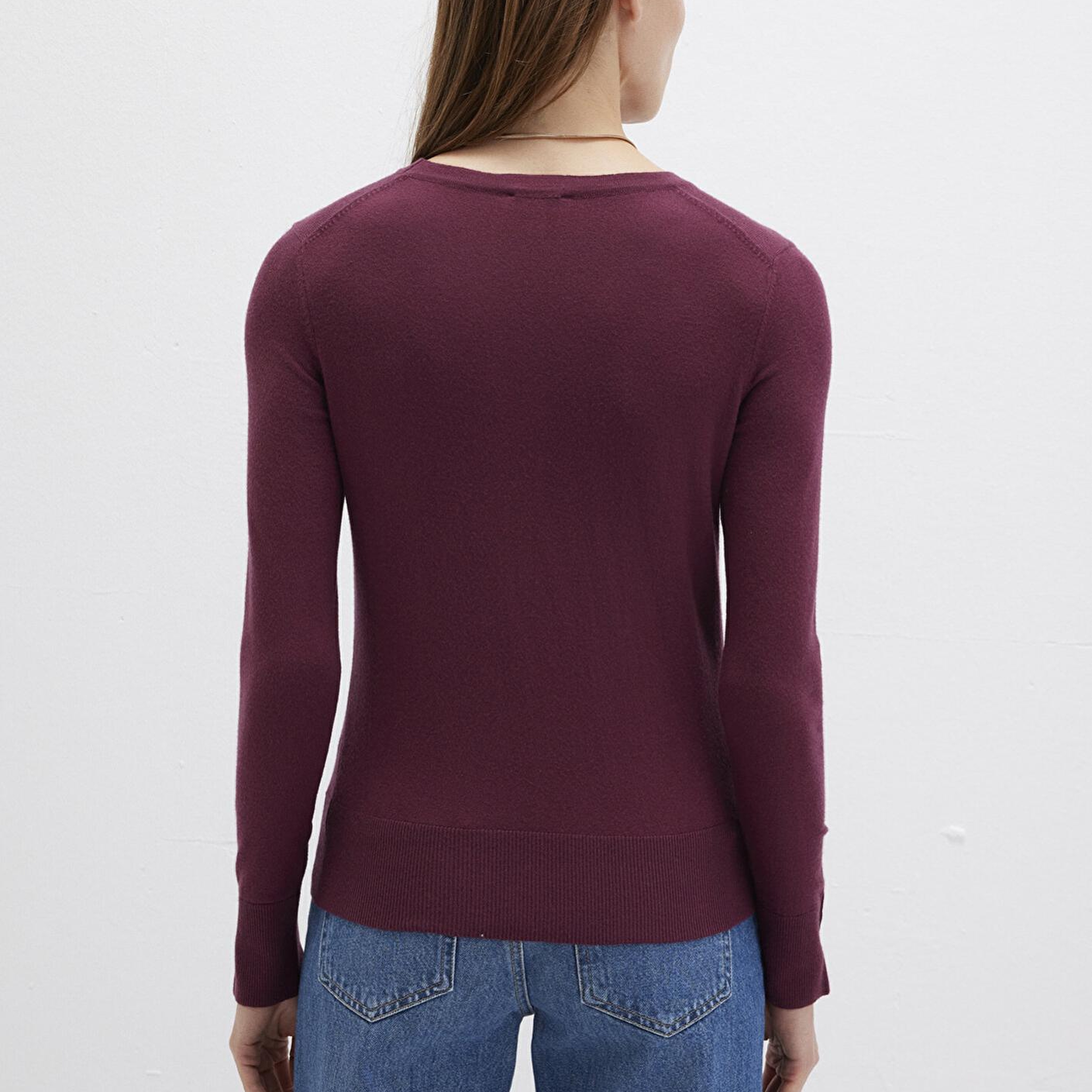 Mavi Bisiklet Yaka Bordo Kazak Slim Fit / Dar Kesim 1710510-70415