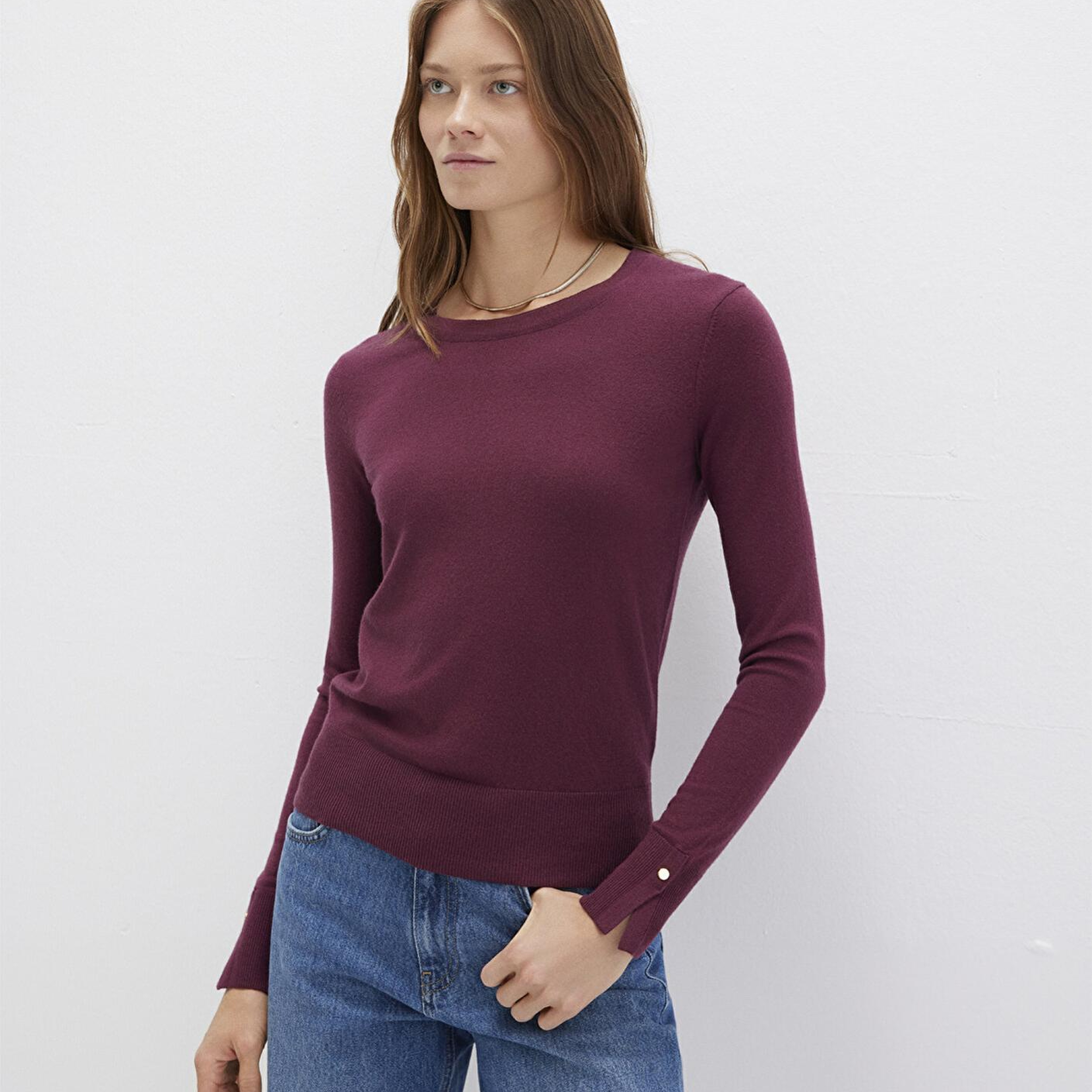 Mavi Bisiklet Yaka Bordo Kazak Slim Fit / Dar Kesim 1710510-70415