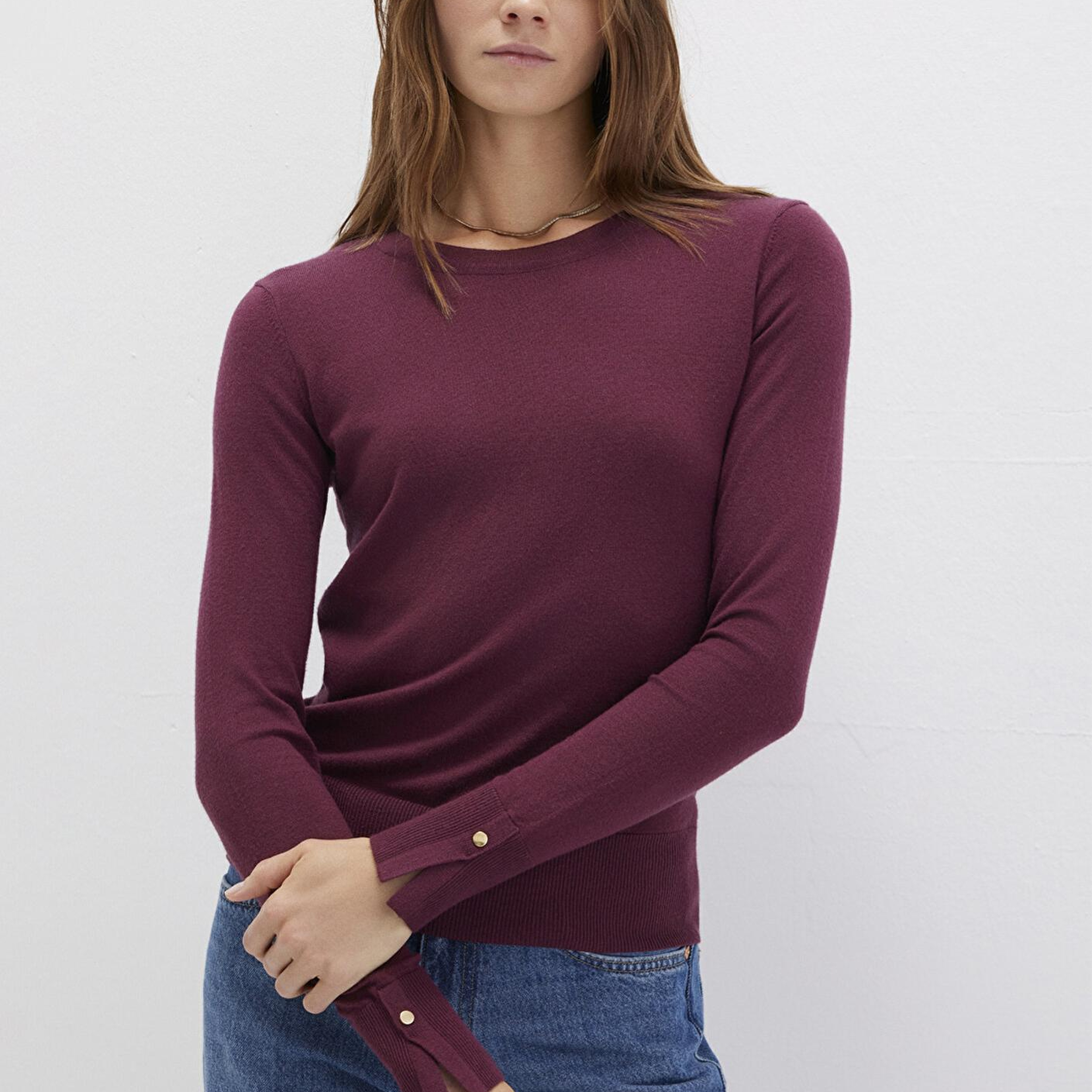 Mavi Bisiklet Yaka Bordo Kazak Slim Fit / Dar Kesim 1710510-70415