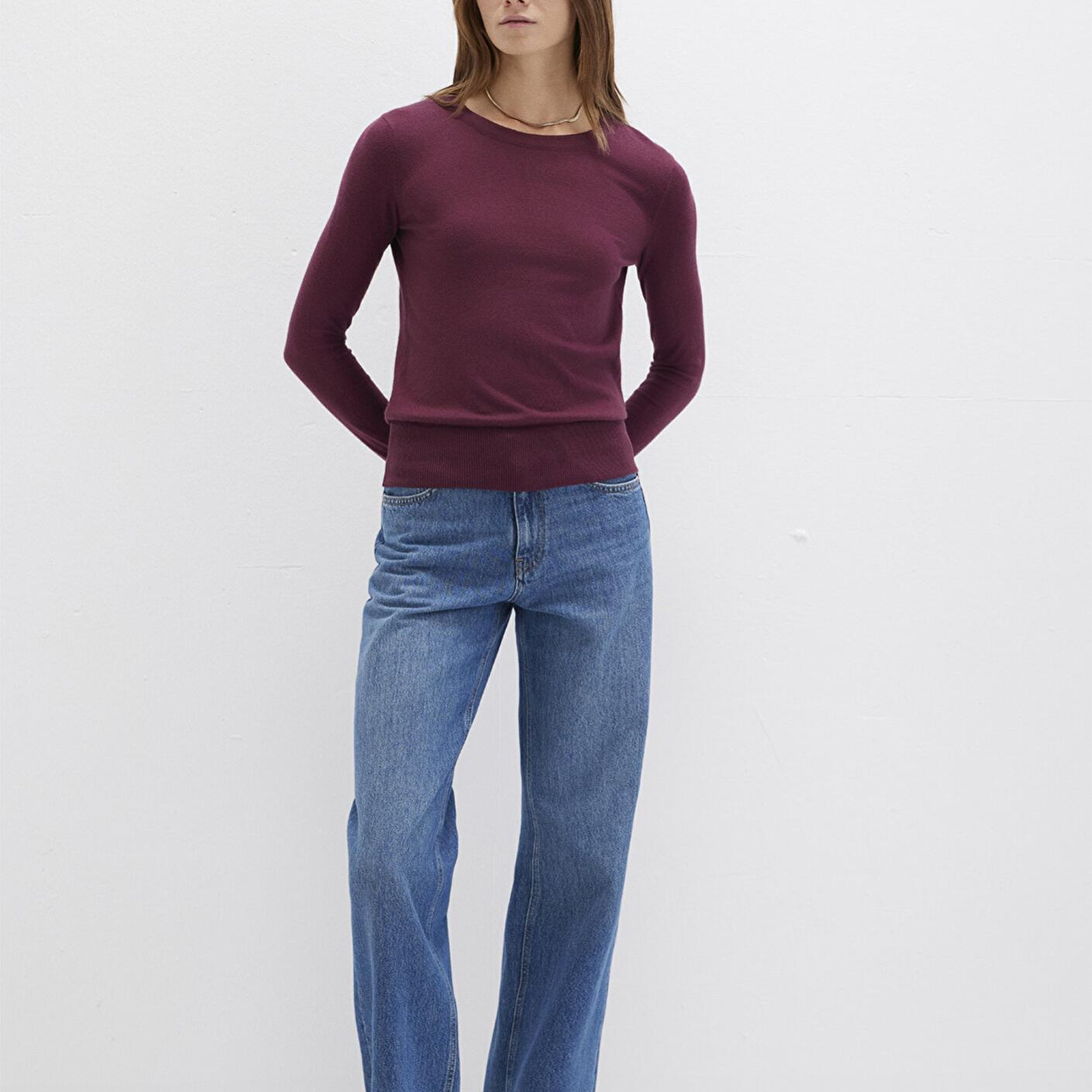 Mavi Bisiklet Yaka Bordo Kazak Slim Fit / Dar Kesim 1710510-70415