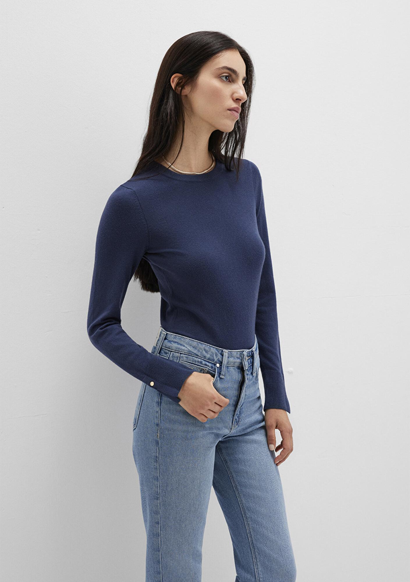 Mavi Bisiklet Yaka Lacivert Kazak Slim Fit / Dar Kesim 1710510-82454