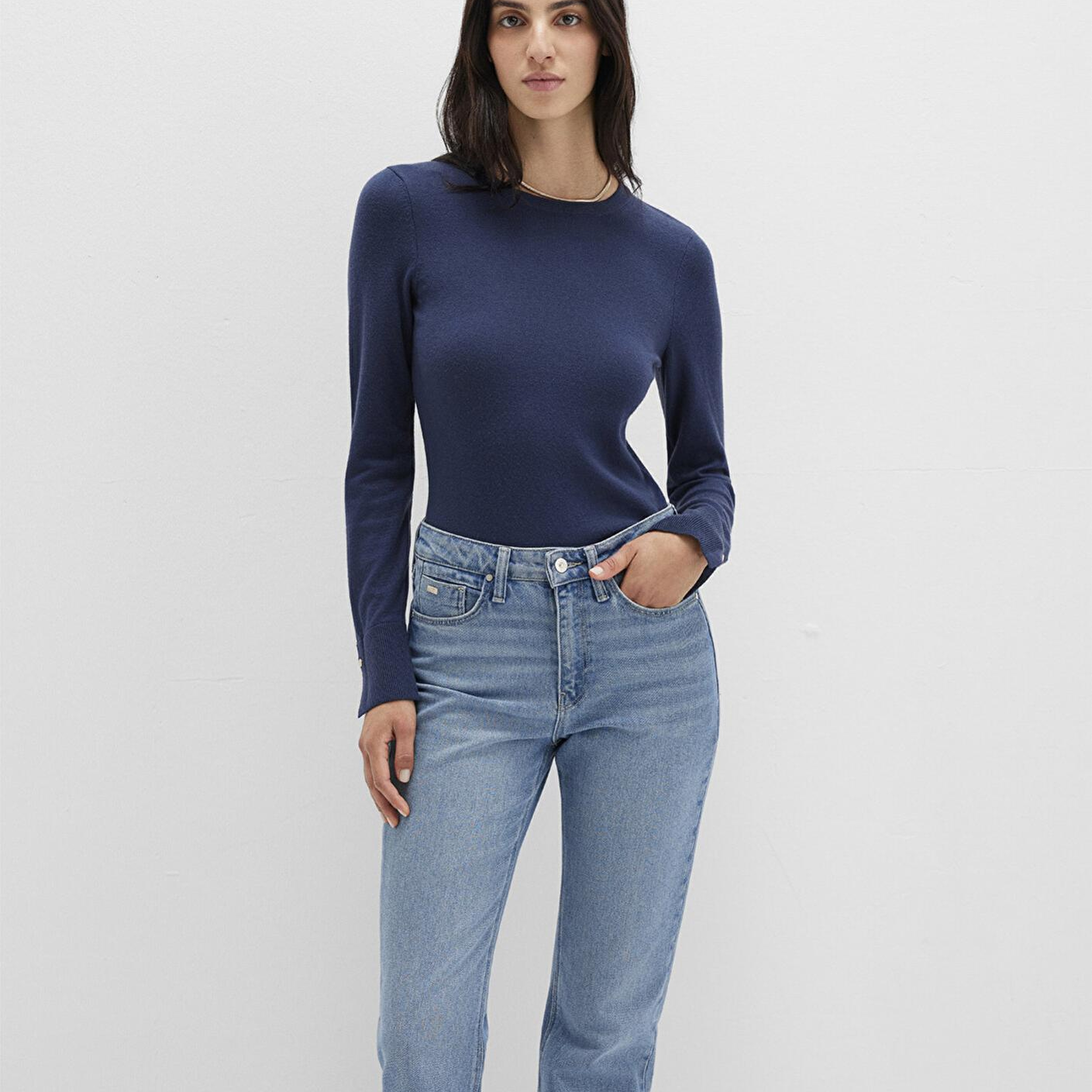 Mavi Bisiklet Yaka Lacivert Kazak Slim Fit / Dar Kesim 1710510-82454