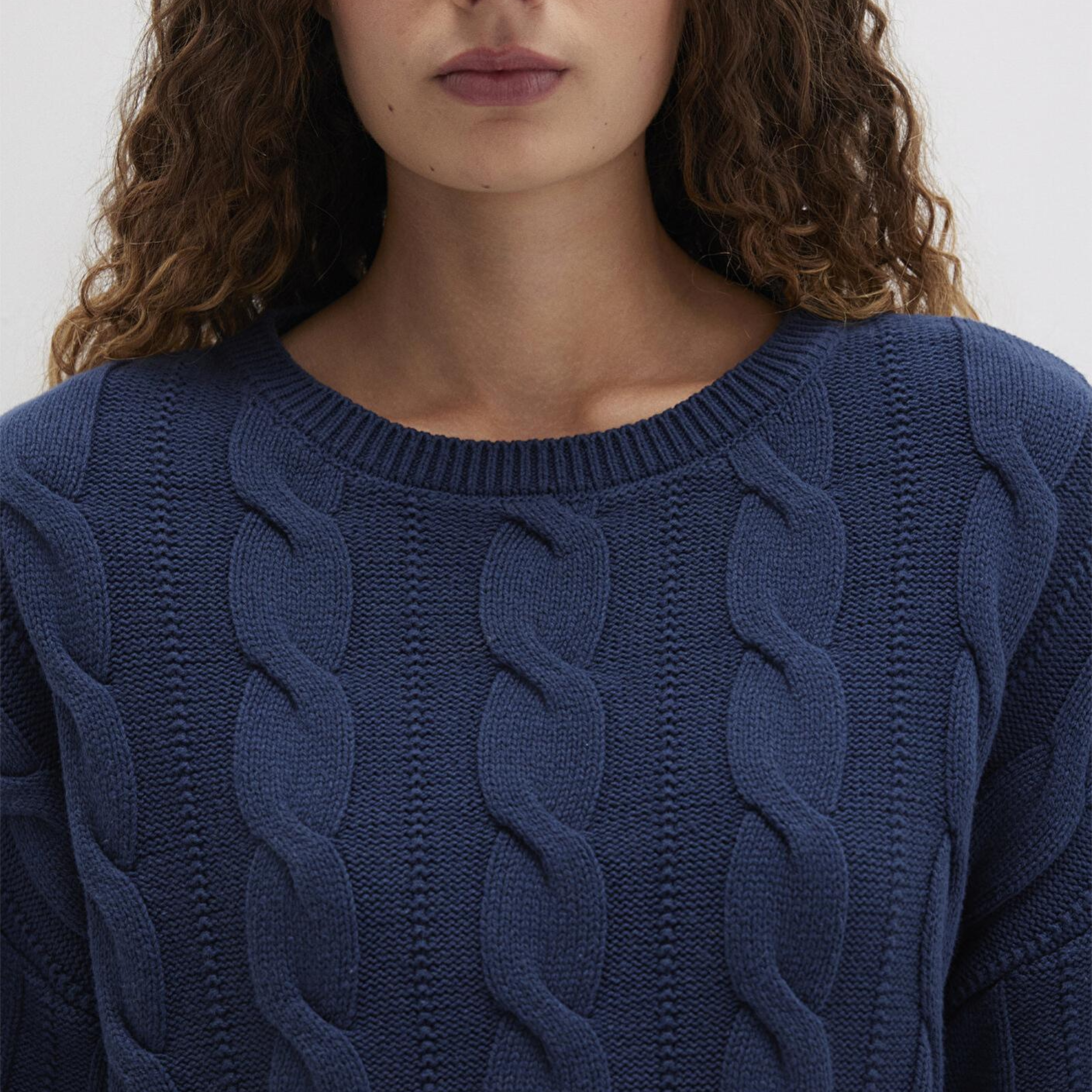 Mavi Bisiklet Yaka Lacivert Kazak Crop / Kısa Kesim 1710477-82454