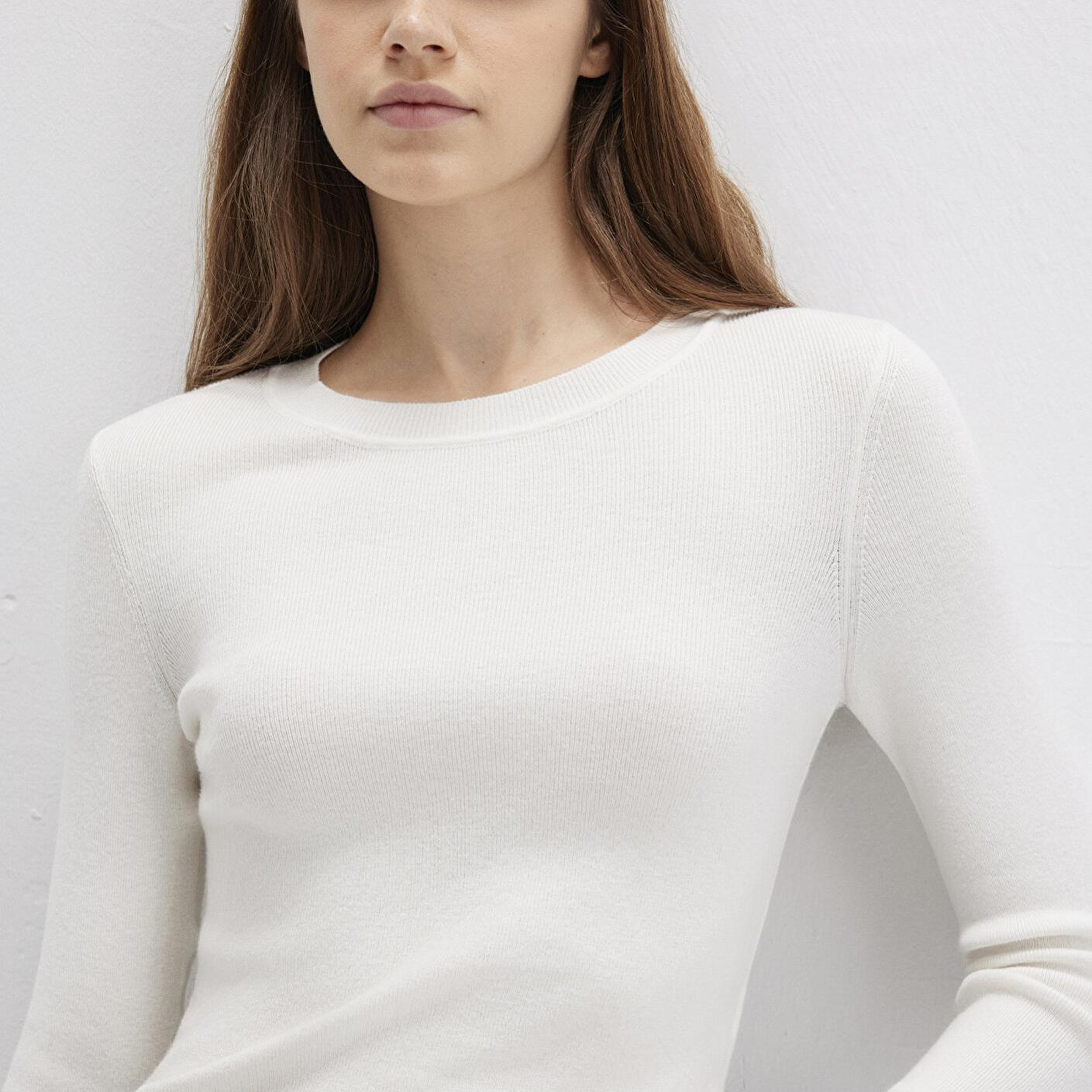 Mavi Bisiklet Yaka Ekru Crop Kazak Crop / Kısa Kesim 1710474-70057