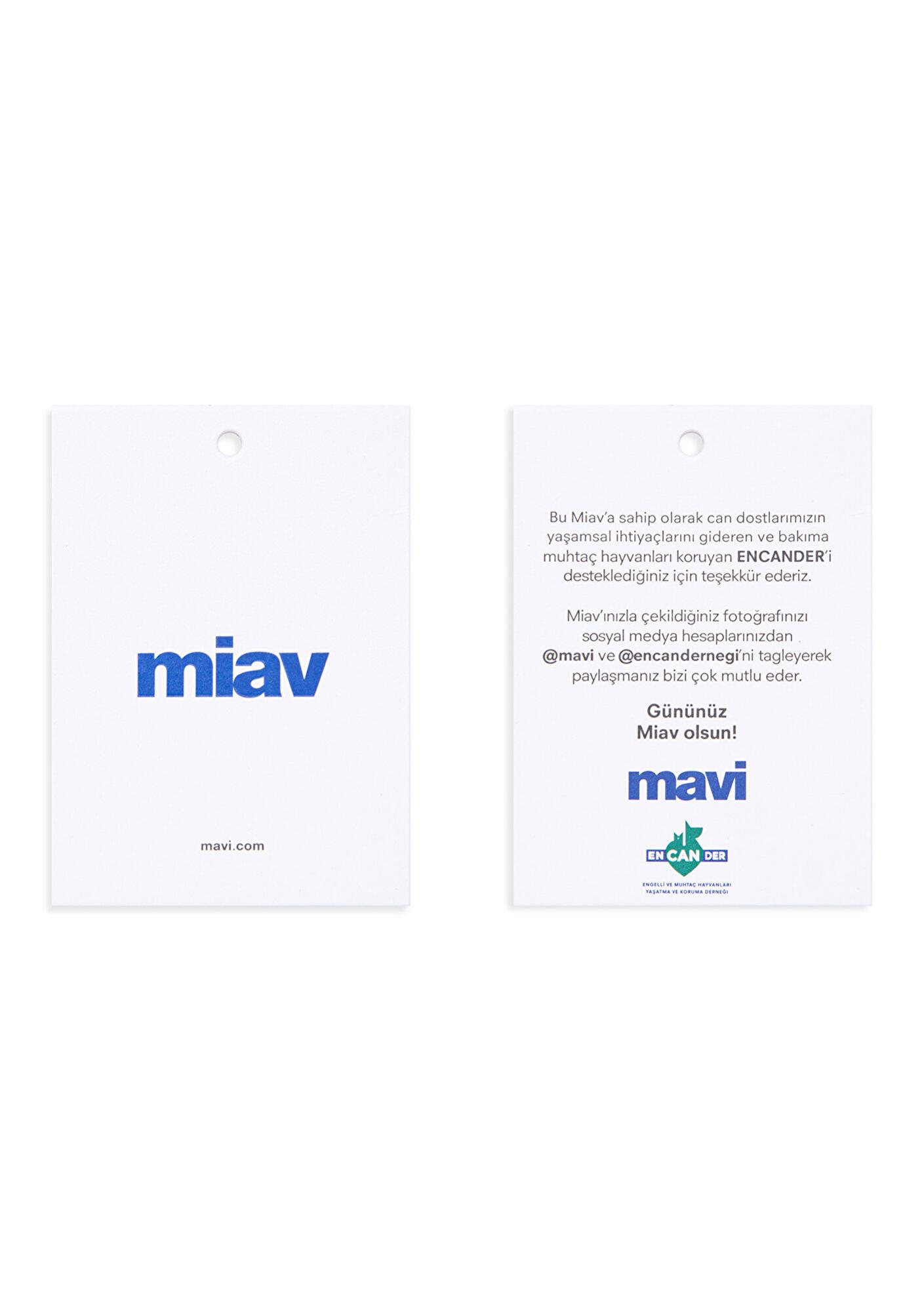 Mavi Miav Baskılı Beyaz Soket Çorap 0911440-620