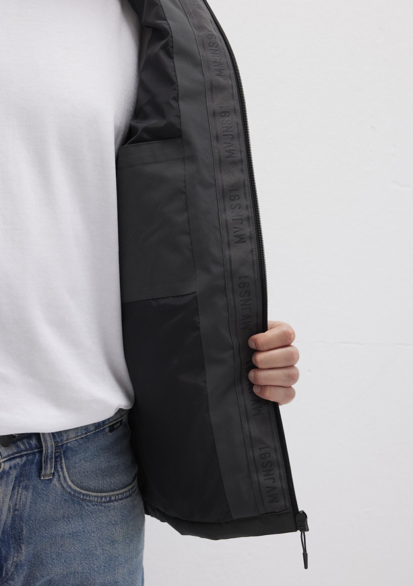 Mavi Kapüşonlu Antrasit Şişme Mont 0110352-86803