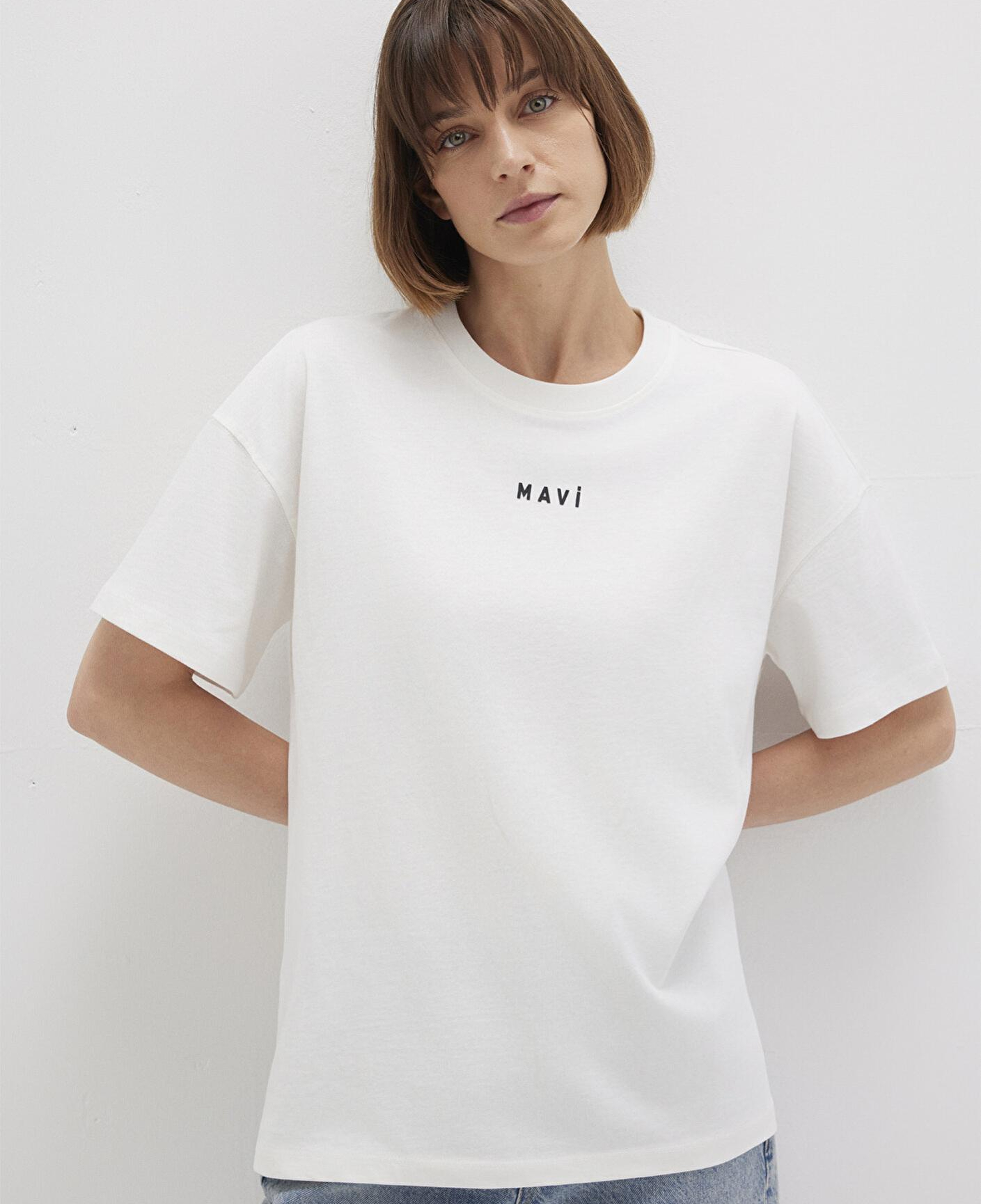 Mavi Mavi Logo Baskılı Beyaz Tişört Loose Fit / Bol Rahat Kesim 1612518-70057