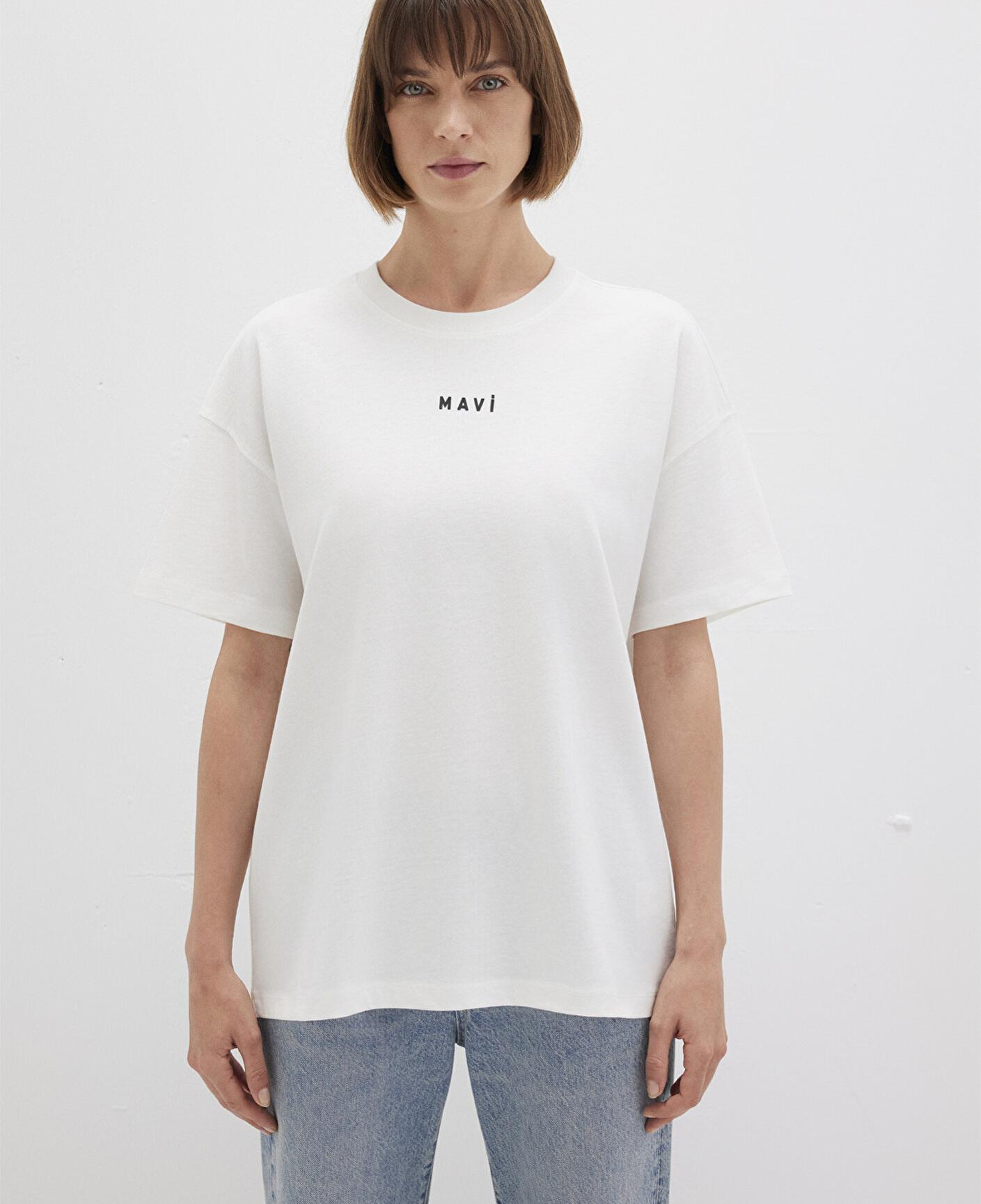 Mavi Mavi Logo Baskılı Beyaz Tişört Loose Fit / Bol Rahat Kesim 1612518-70057