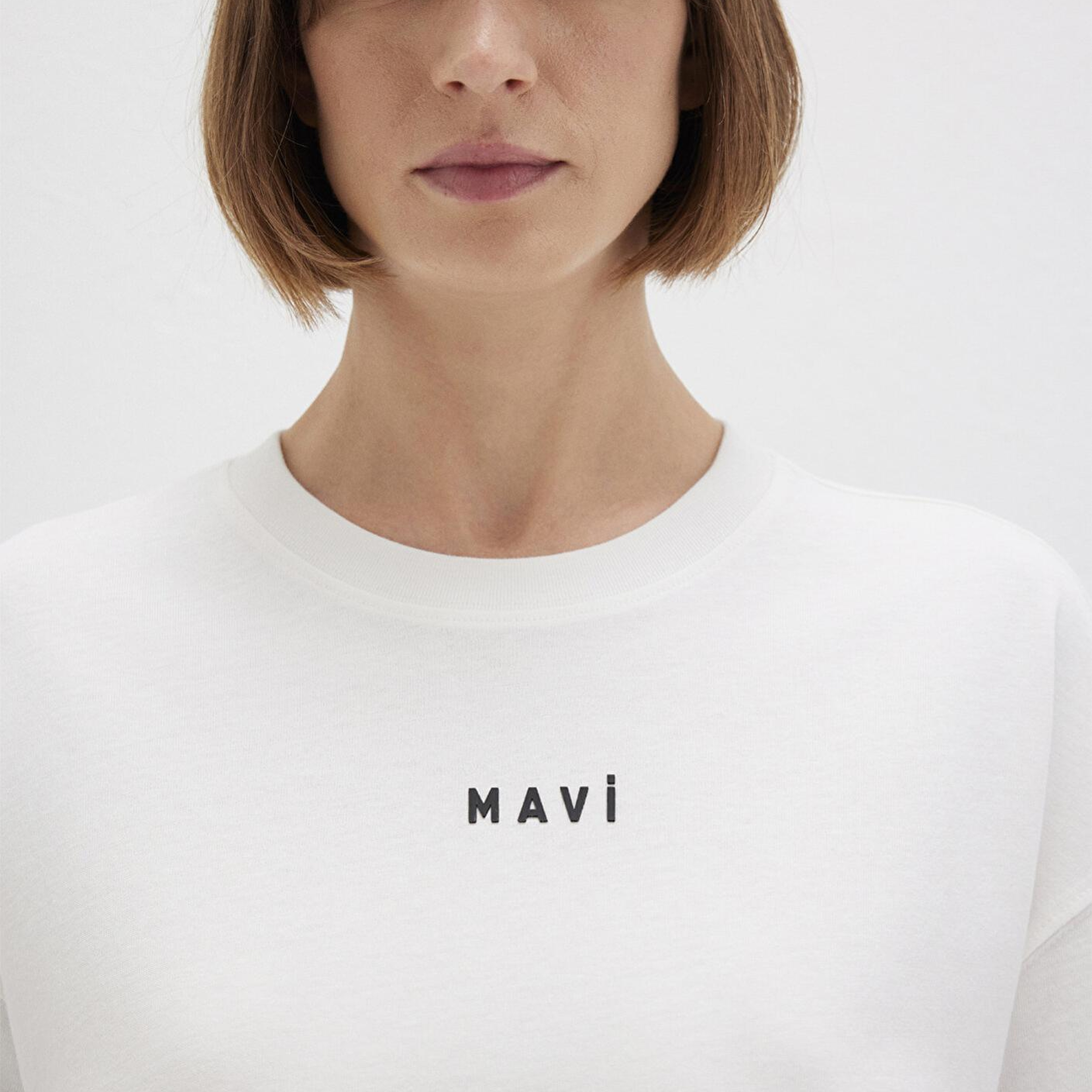 Mavi Mavi Logo Baskılı Beyaz Tişört Loose Fit / Bol Rahat Kesim 1612518-70057