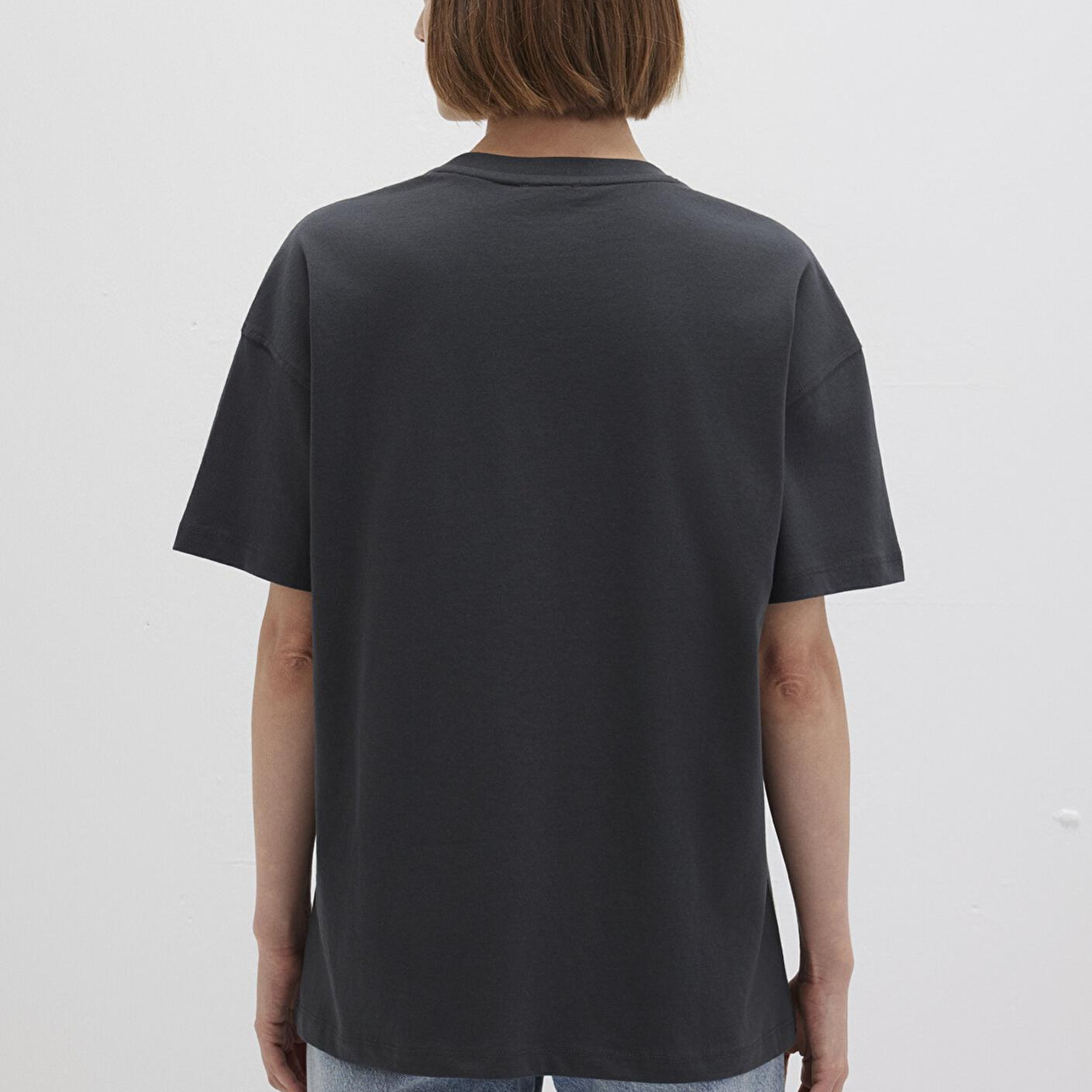 Mavi Mavi Logo Baskılı Antrasit Tişört Loose Fit / Bol Rahat Kesim 1612518-70087