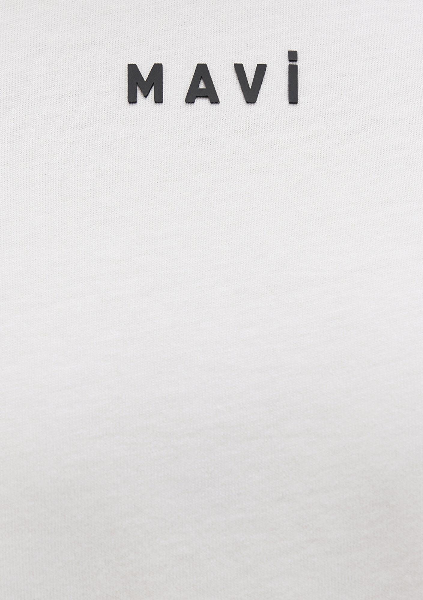 Mavi Mavi Logo Baskılı Beyaz Tişört Loose Fit / Bol Rahat Kesim 1612518-70057