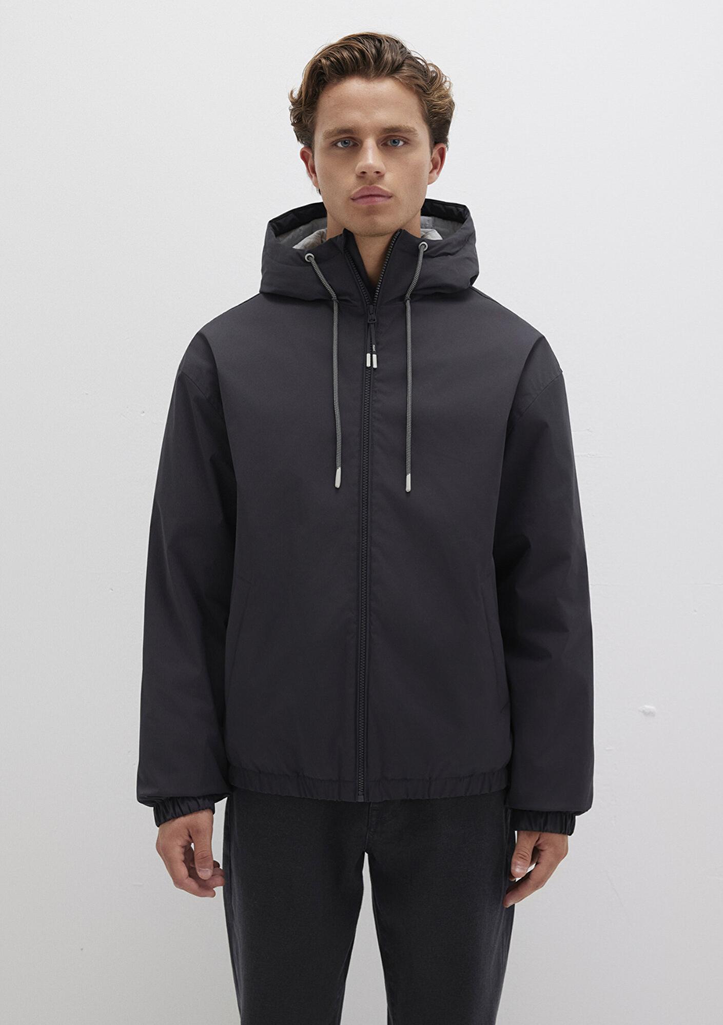 Mavi Kapüşonlu Antrasit Ceket Regular Fit / Normal Kesim 0110333-70087