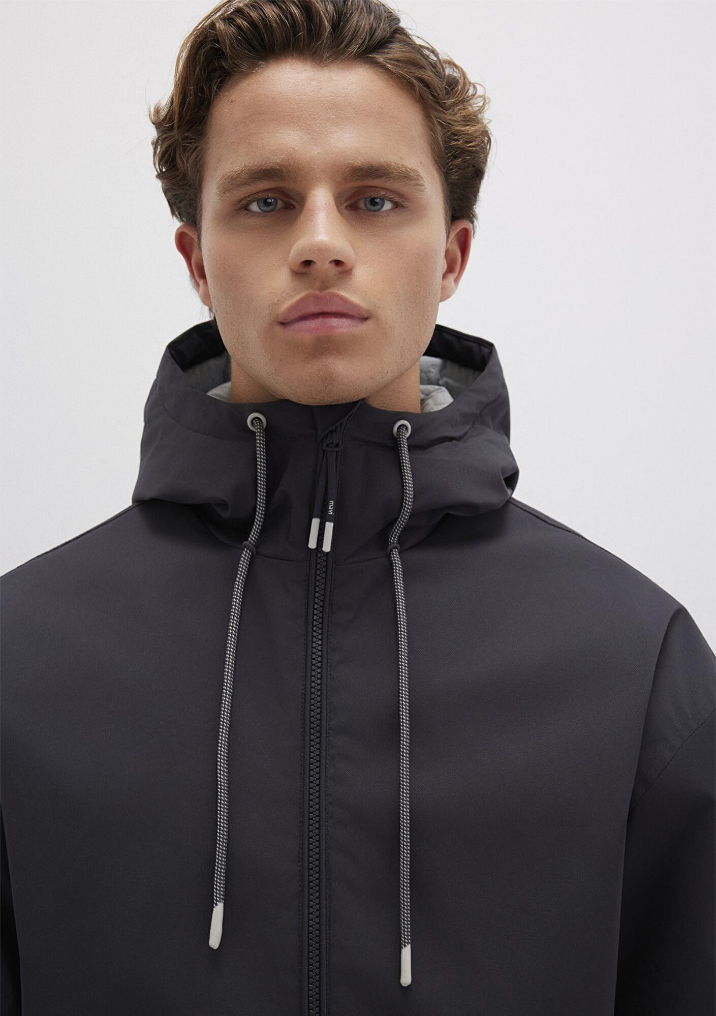 Mavi Kapüşonlu Antrasit Ceket Regular Fit / Normal Kesim 0110333-70087