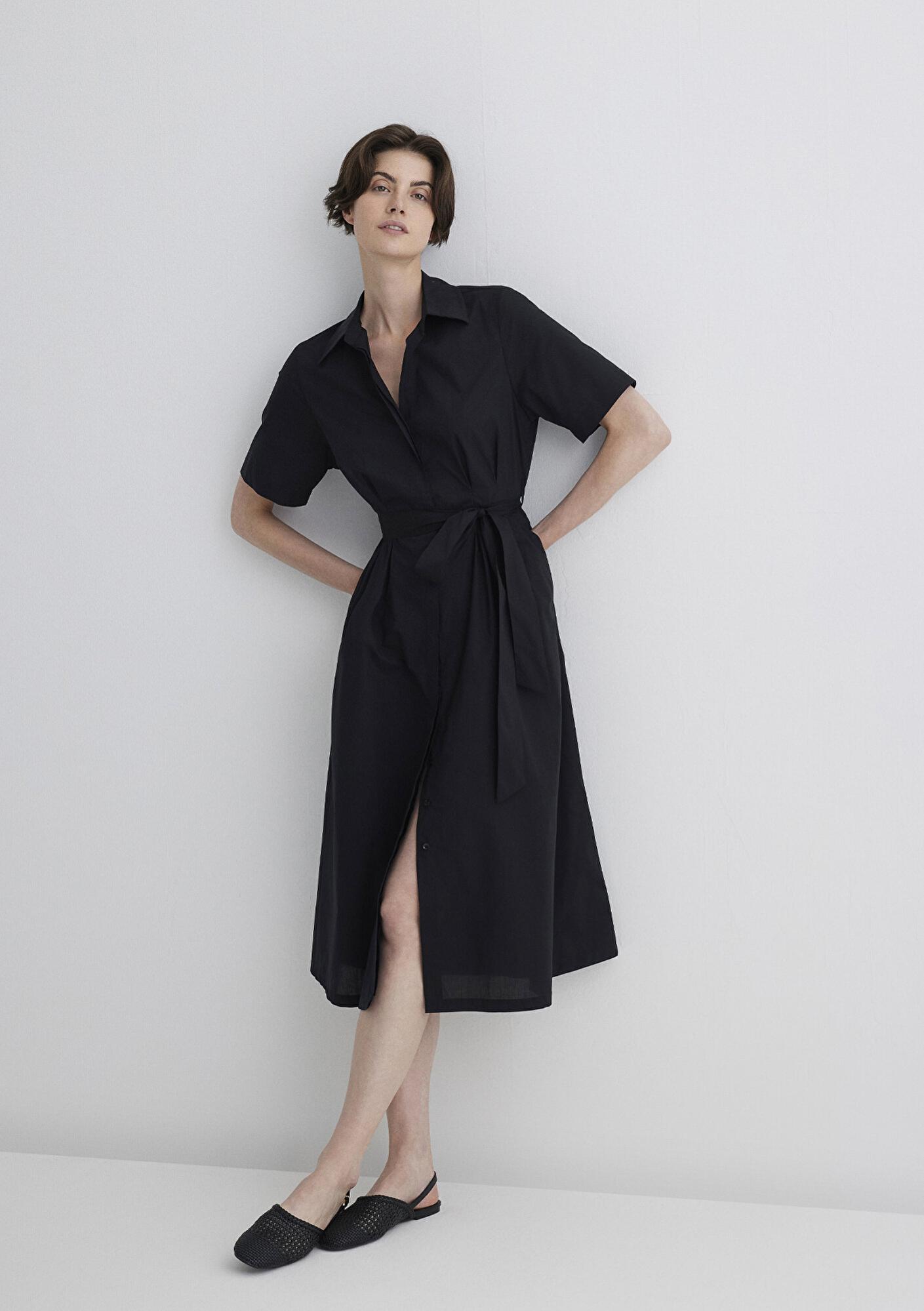 Mavi Siyah Midi Elbise 1310508-900