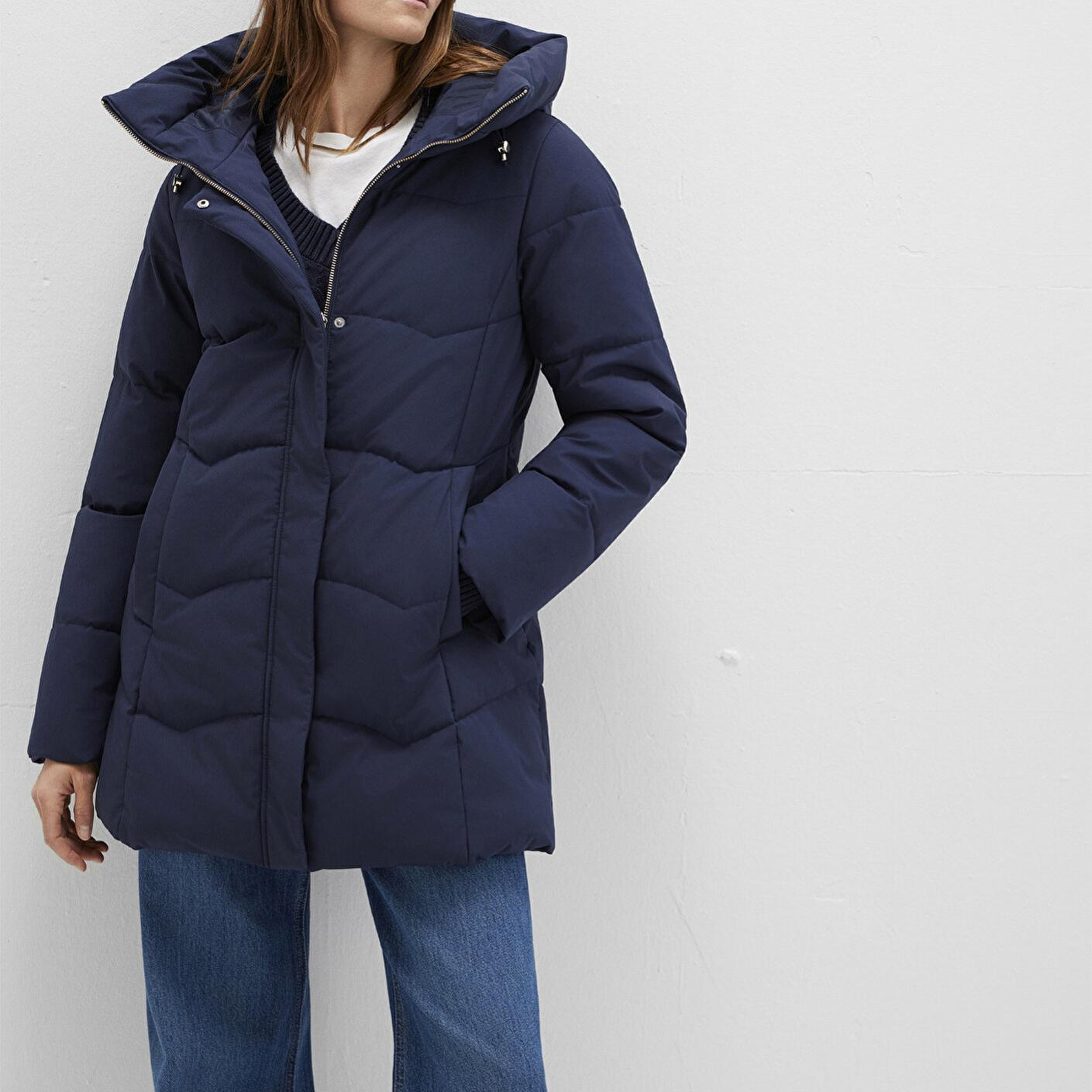 Mavi Su İtici Kapüşonlu Lacivert Şişme Mont 1110439-83699