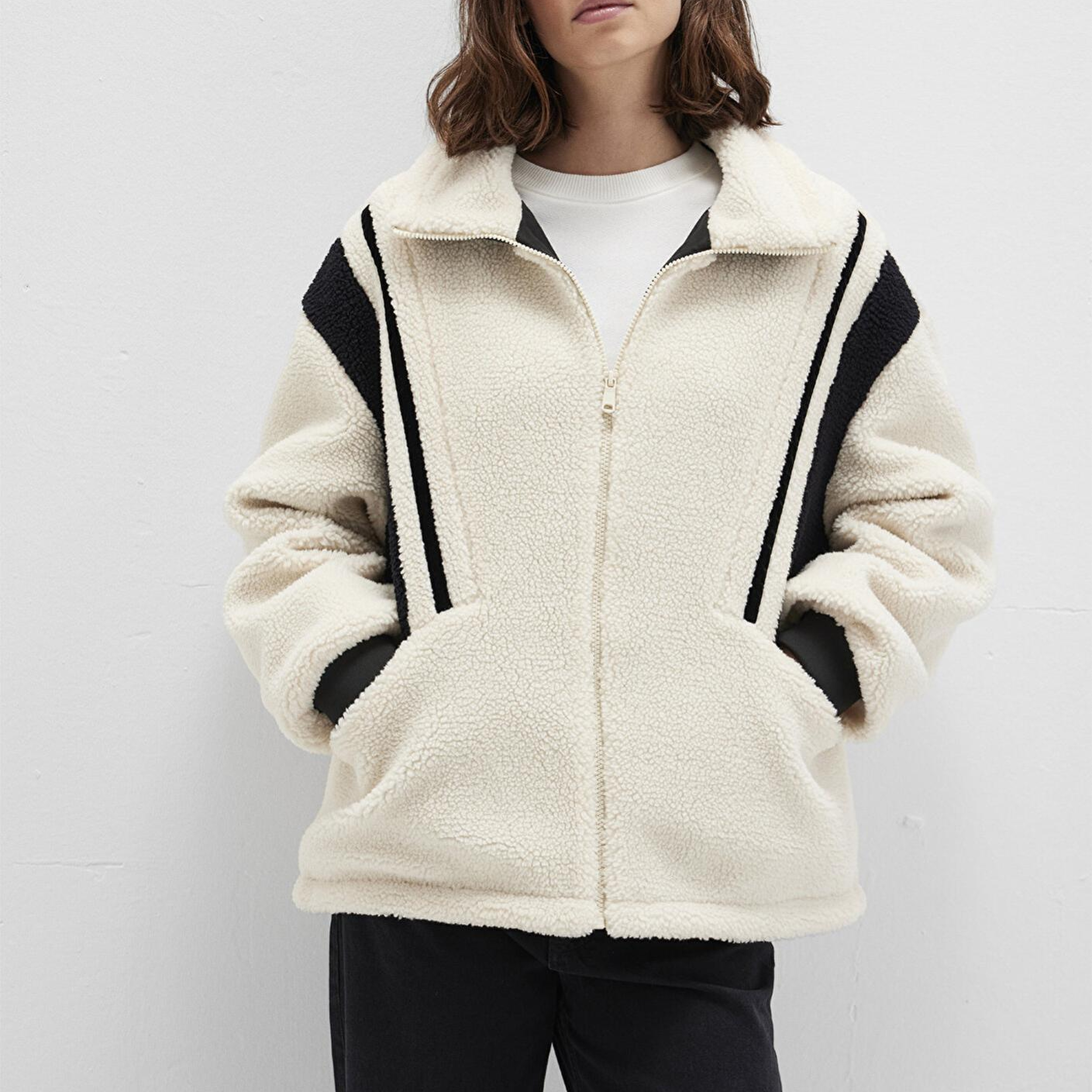 Mavi Kontrast Renkli Sherpa Ceket Loose Fit / Bol Rahat Kesim 1110520-70007