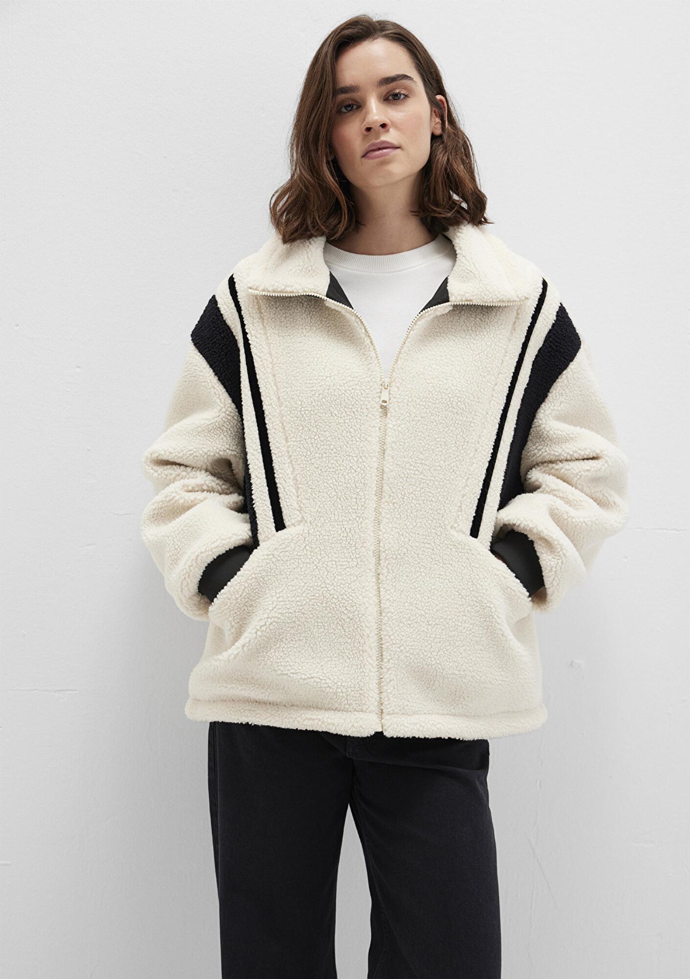 Mavi Kontrast Renkli Sherpa Ceket Loose Fit / Bol Rahat Kesim 1110520-70007