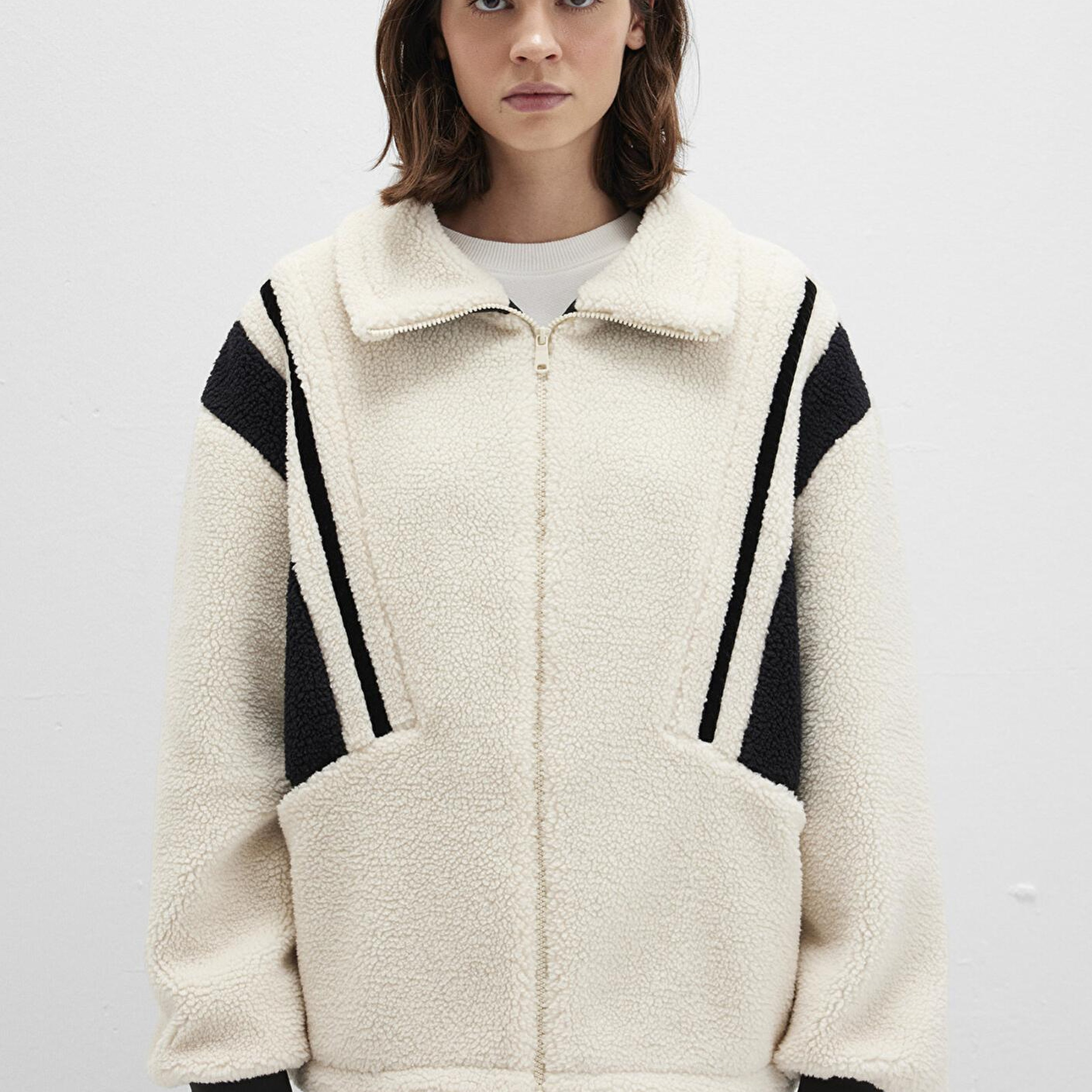 Mavi Kontrast Renkli Sherpa Ceket Loose Fit / Bol Rahat Kesim 1110520-70007