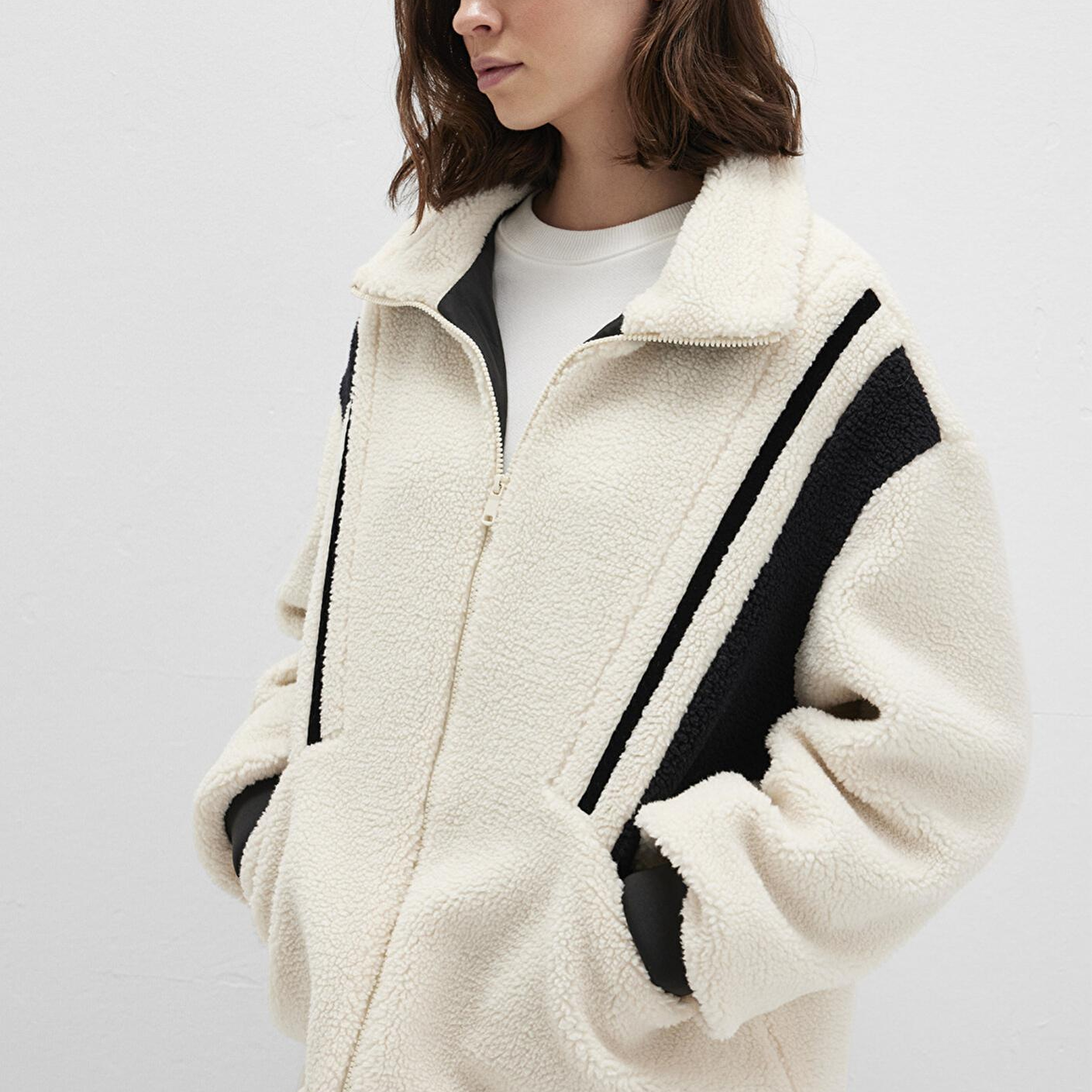 Mavi Kontrast Renkli Sherpa Ceket Loose Fit / Bol Rahat Kesim 1110520-70007