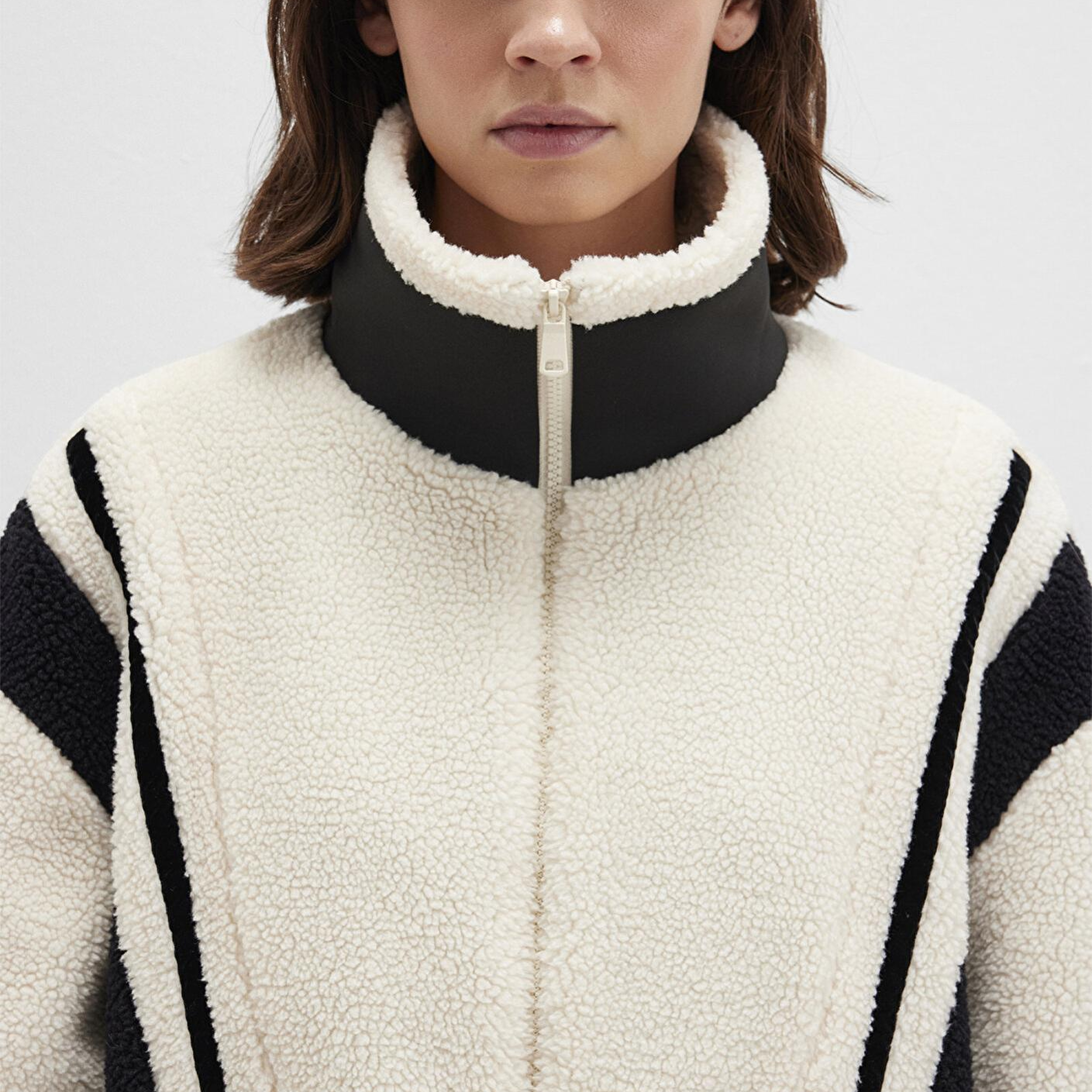 Mavi Kontrast Renkli Sherpa Ceket Loose Fit / Bol Rahat Kesim 1110520-70007