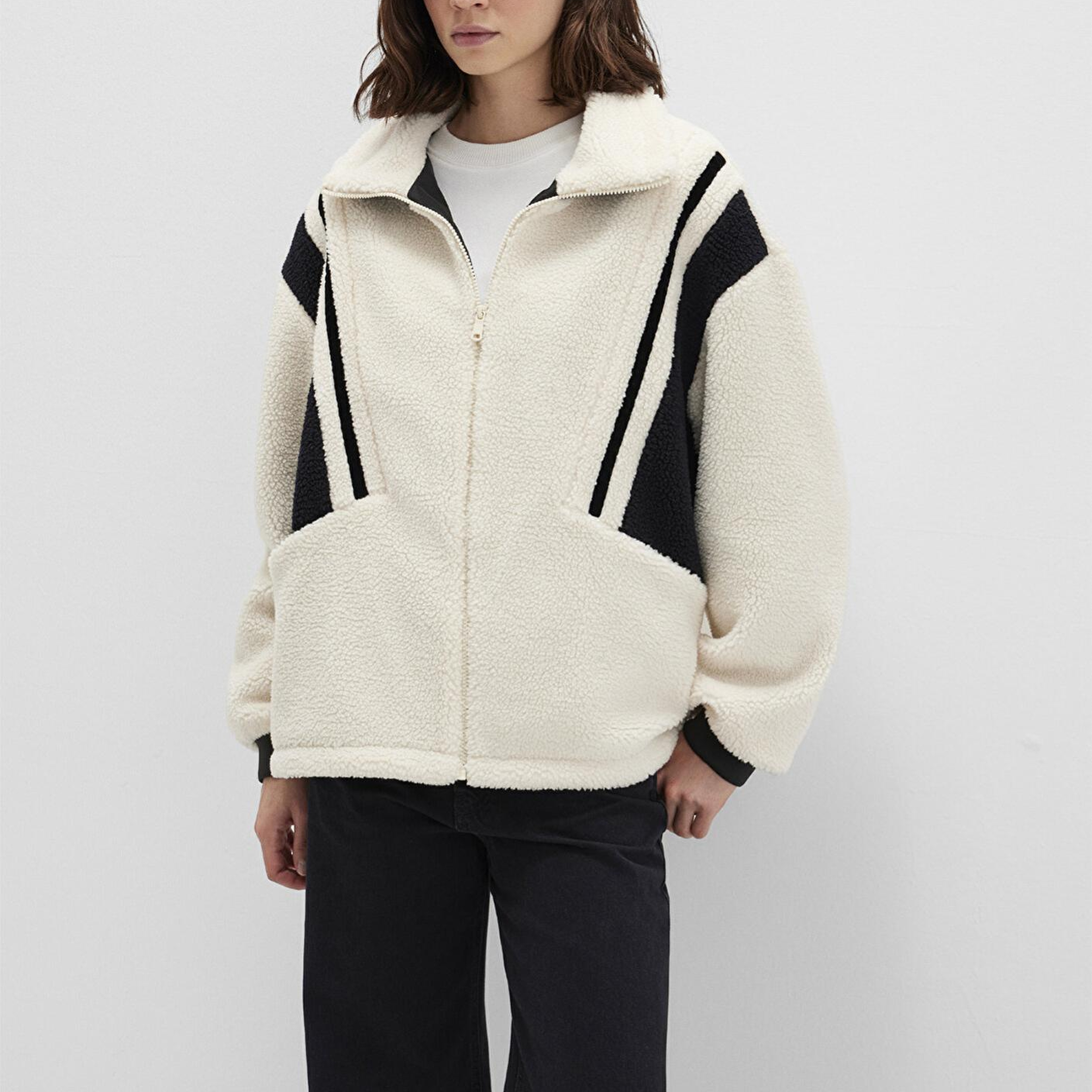 Mavi Kontrast Renkli Sherpa Ceket Loose Fit / Bol Rahat Kesim 1110520-70007