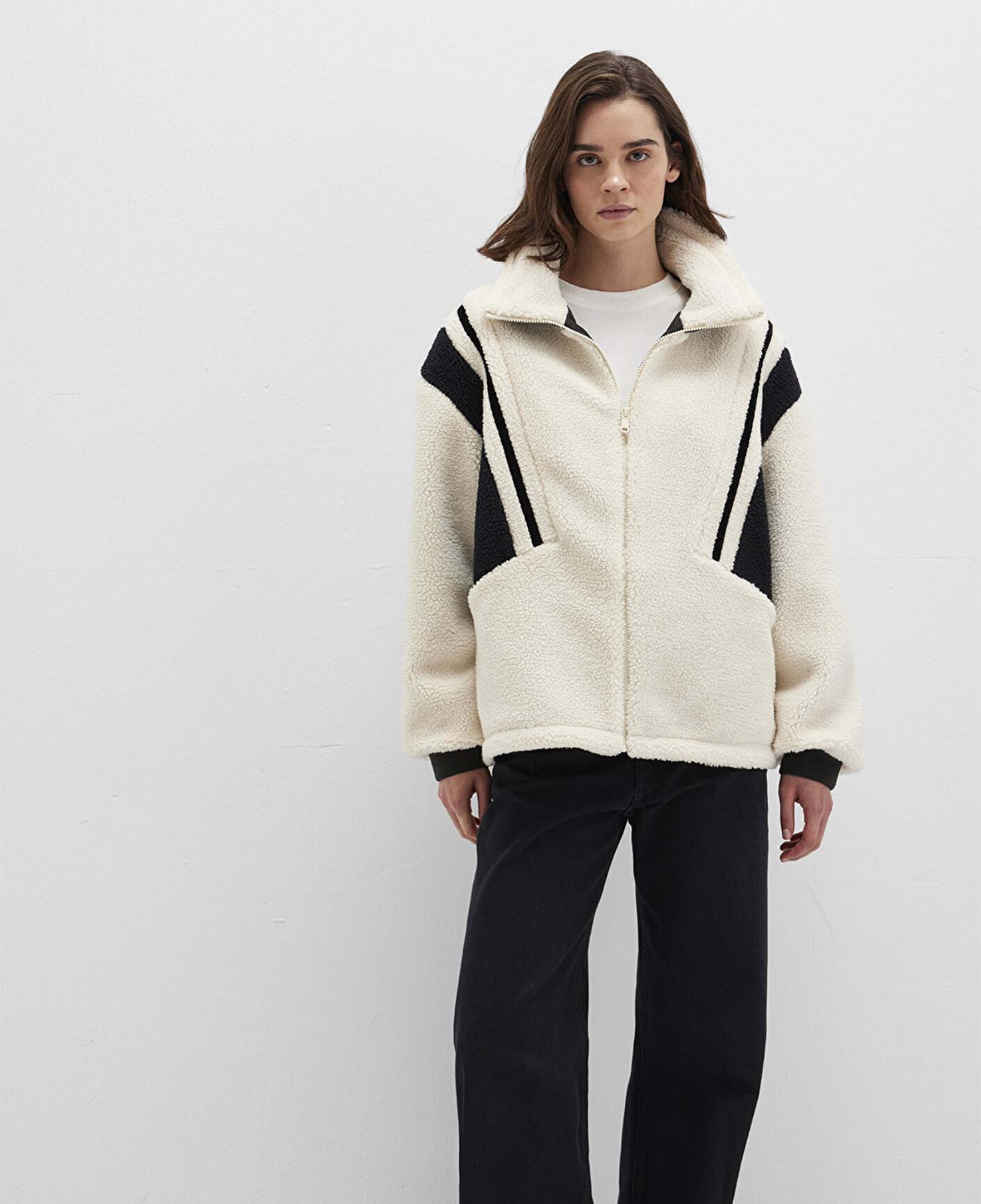 Mavi Kontrast Renkli Sherpa Ceket Loose Fit / Bol Rahat Kesim 1110520-70007