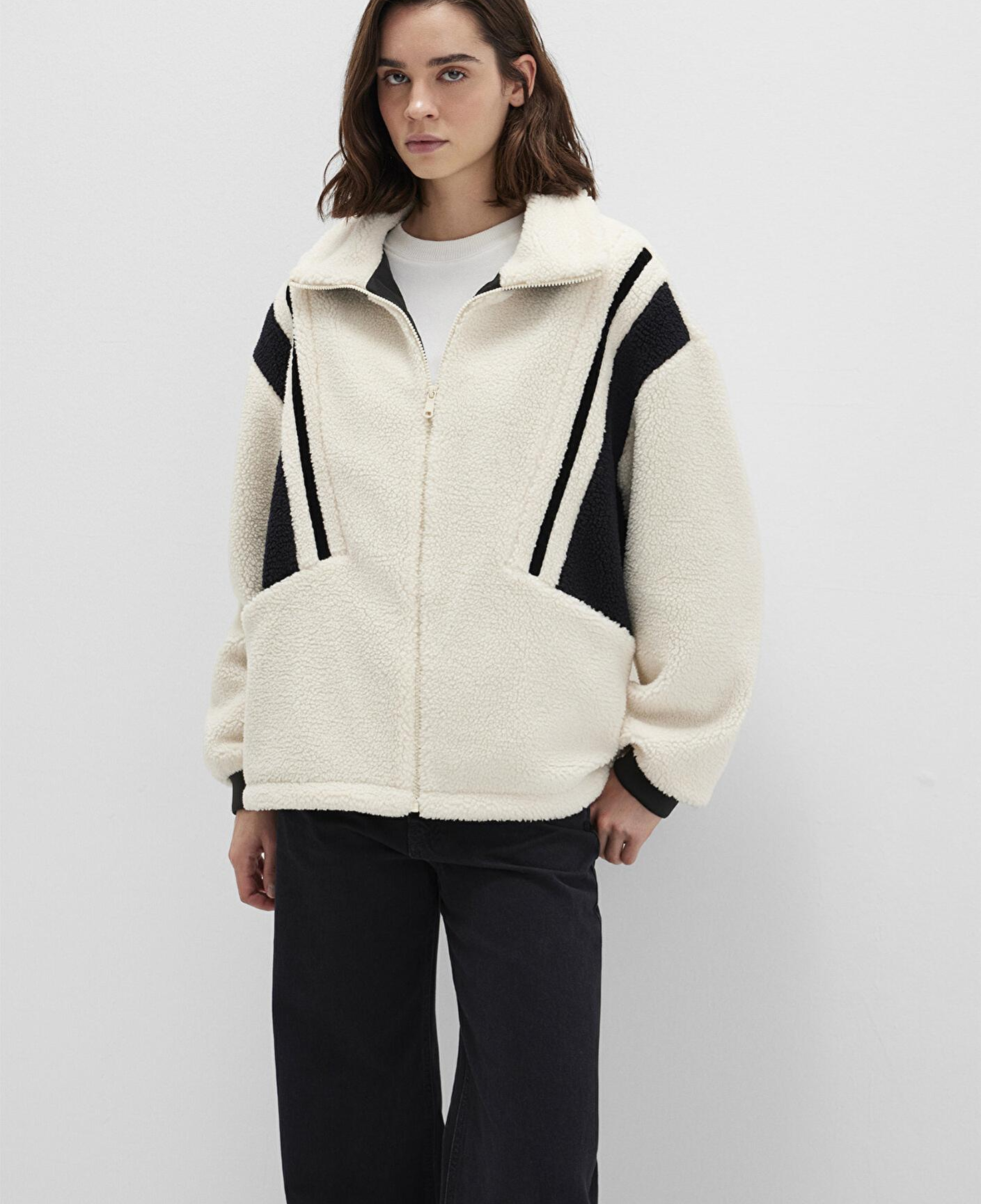 Mavi Kontrast Renkli Sherpa Ceket Loose Fit / Bol Rahat Kesim 1110520-70007