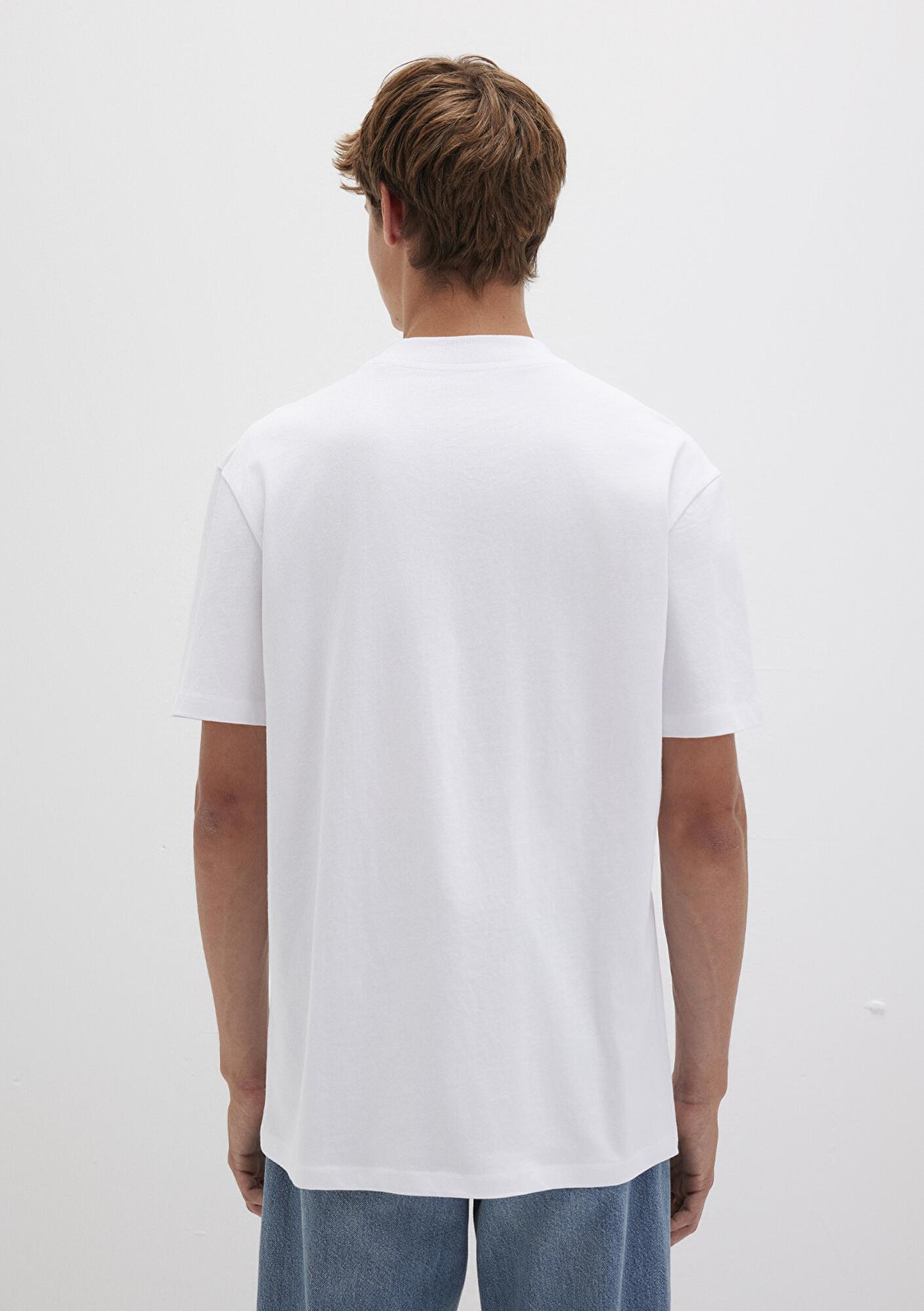 Mavi Mavi Logo Baskılı Beyaz Basic Tişört Loose Fit / Bol Rahat Kesim 0612216-620