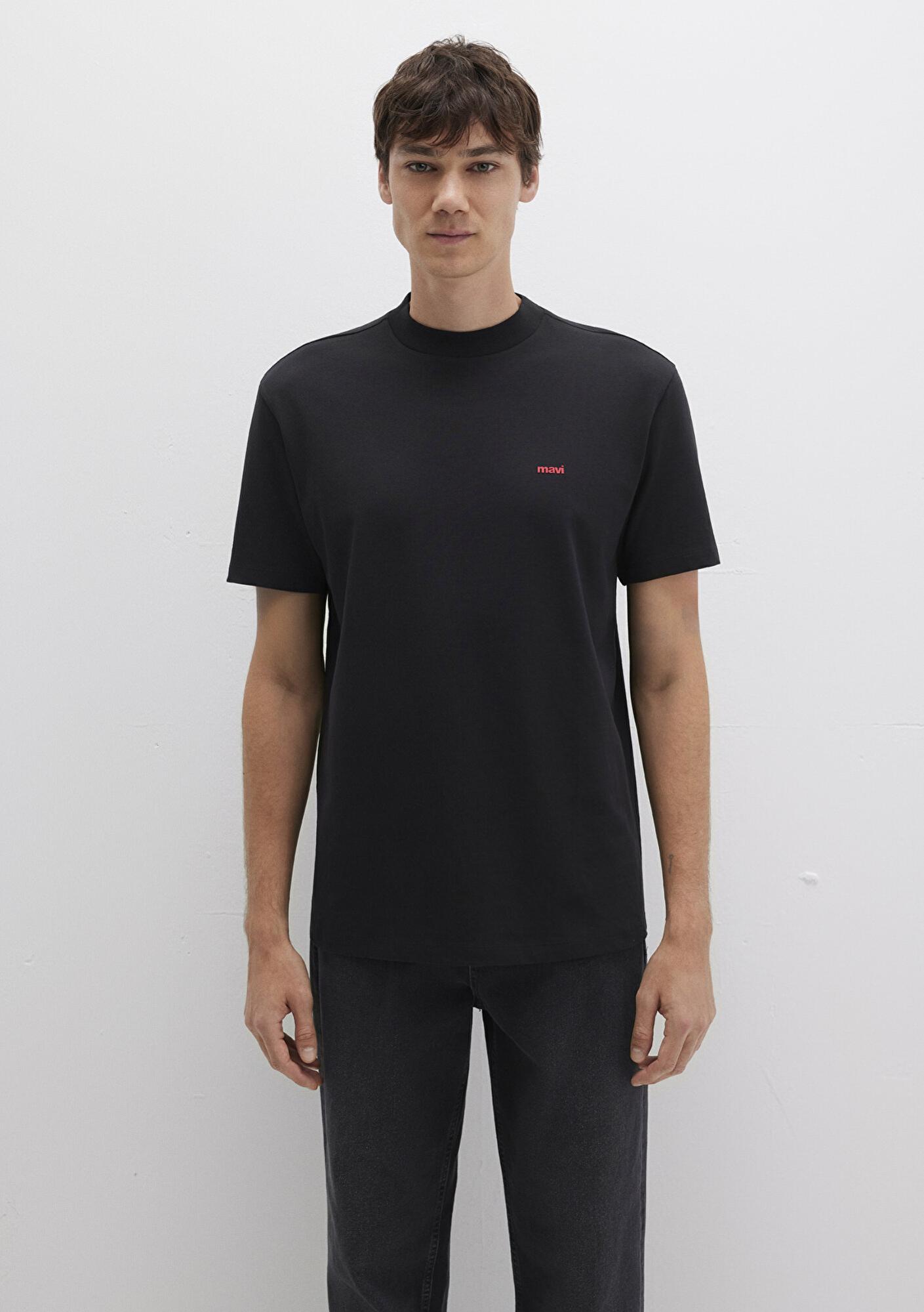 Mavi Mavi Logo Baskılı Siyah Basic Tişört Loose Fit / Bol Rahat Kesim 0612216-900