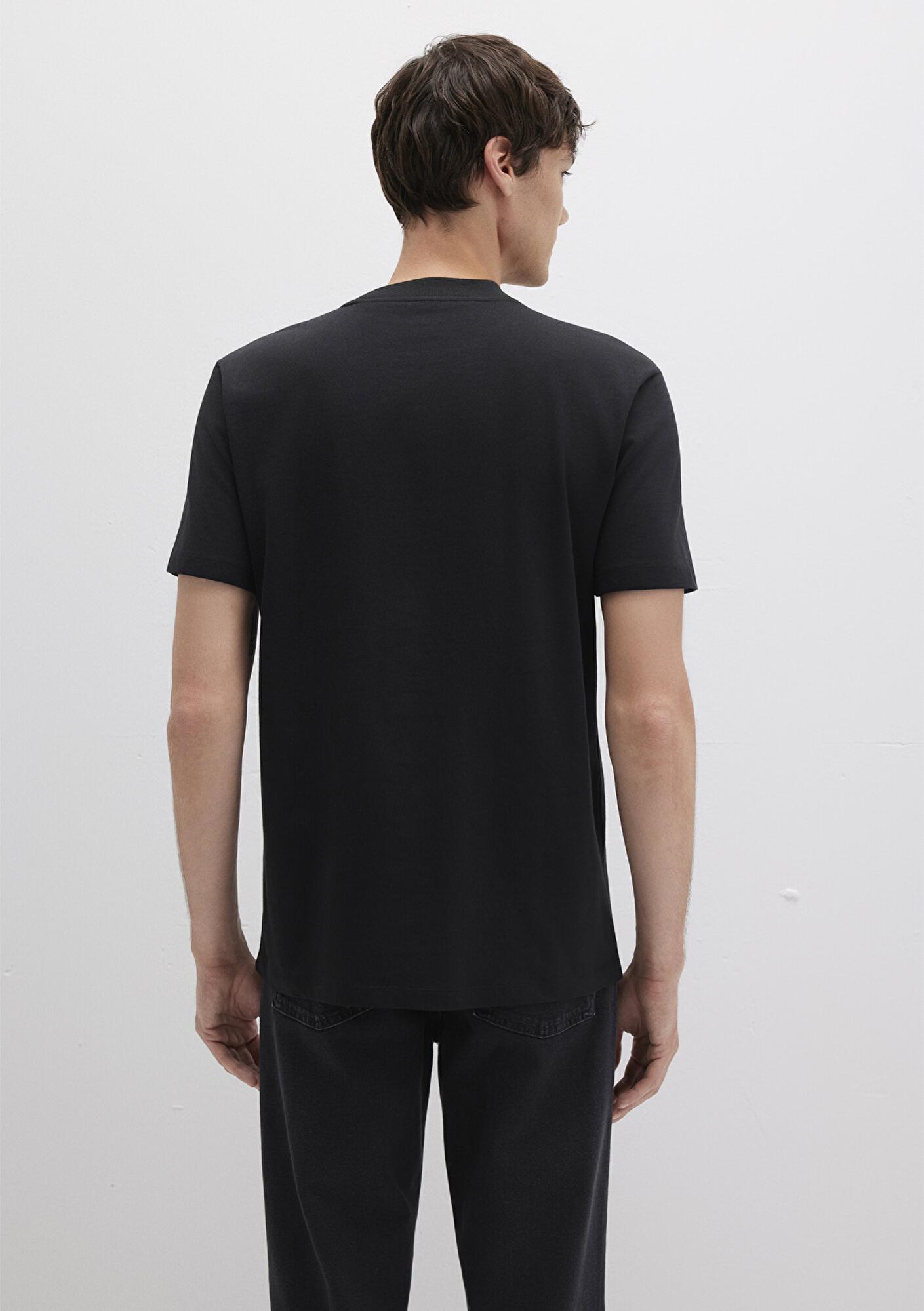 Mavi Mavi Logo Baskılı Siyah Basic Tişört Loose Fit / Bol Rahat Kesim 0612216-900