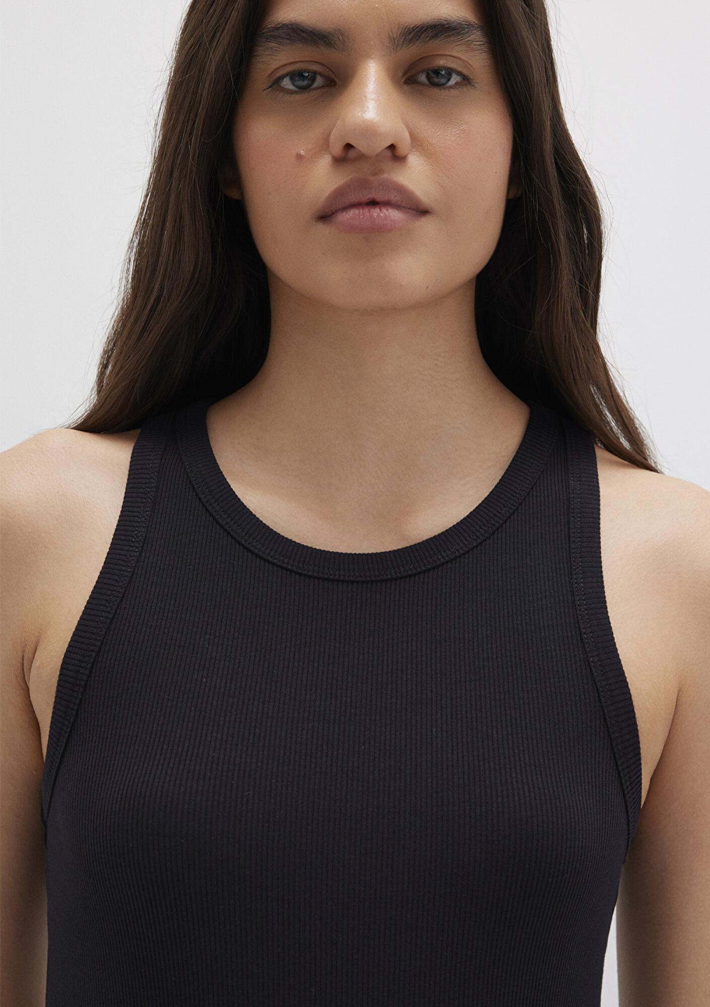 Mavi Halter Yaka Siyah Basic Atlet Slim Fit / Dar Kesim 1612462-900