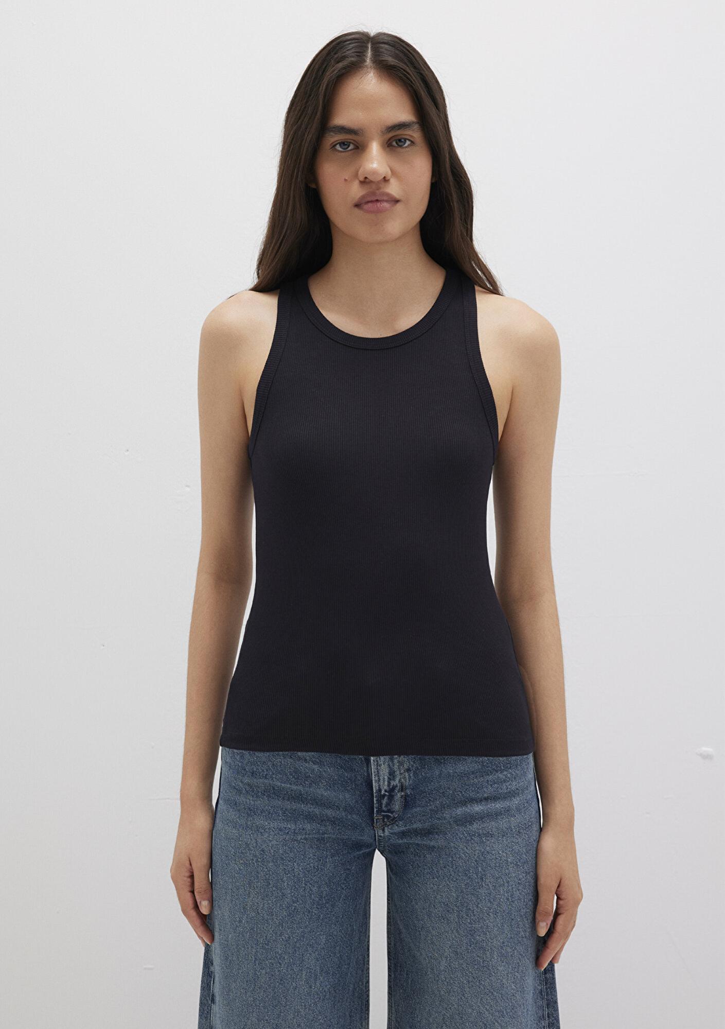 Mavi Halter Yaka Siyah Basic Atlet Slim Fit / Dar Kesim 1612462-900