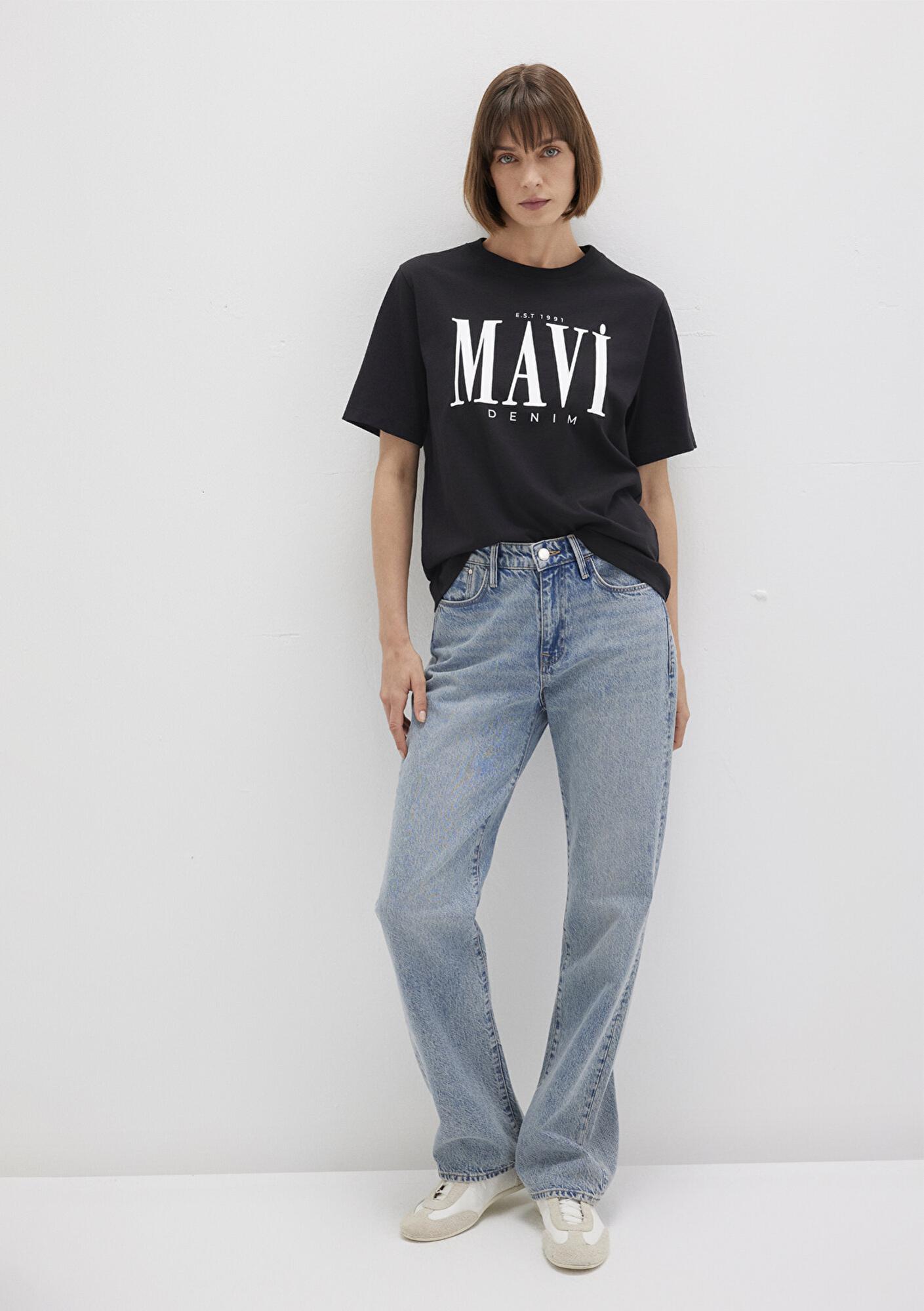 Mavi Mavi Logo Baskılı Siyah Tişört Regular Fit / Normal Kesim 1611990-900